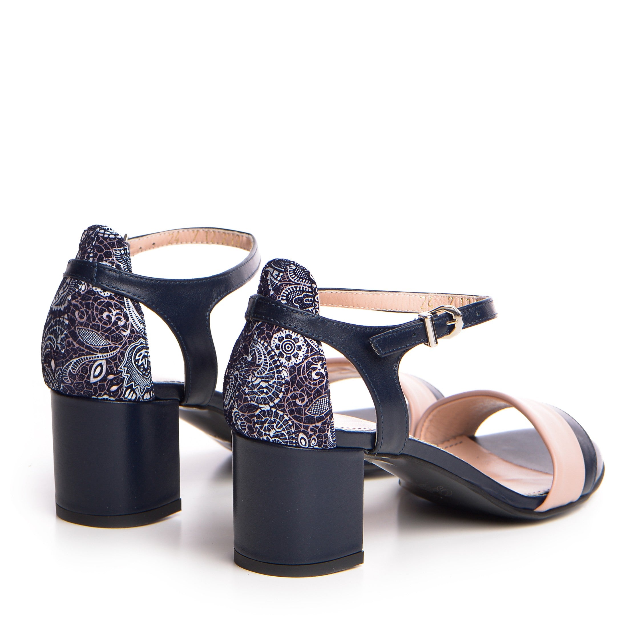 Sandale dama Guban model 3602 nappa bleumarin/roz