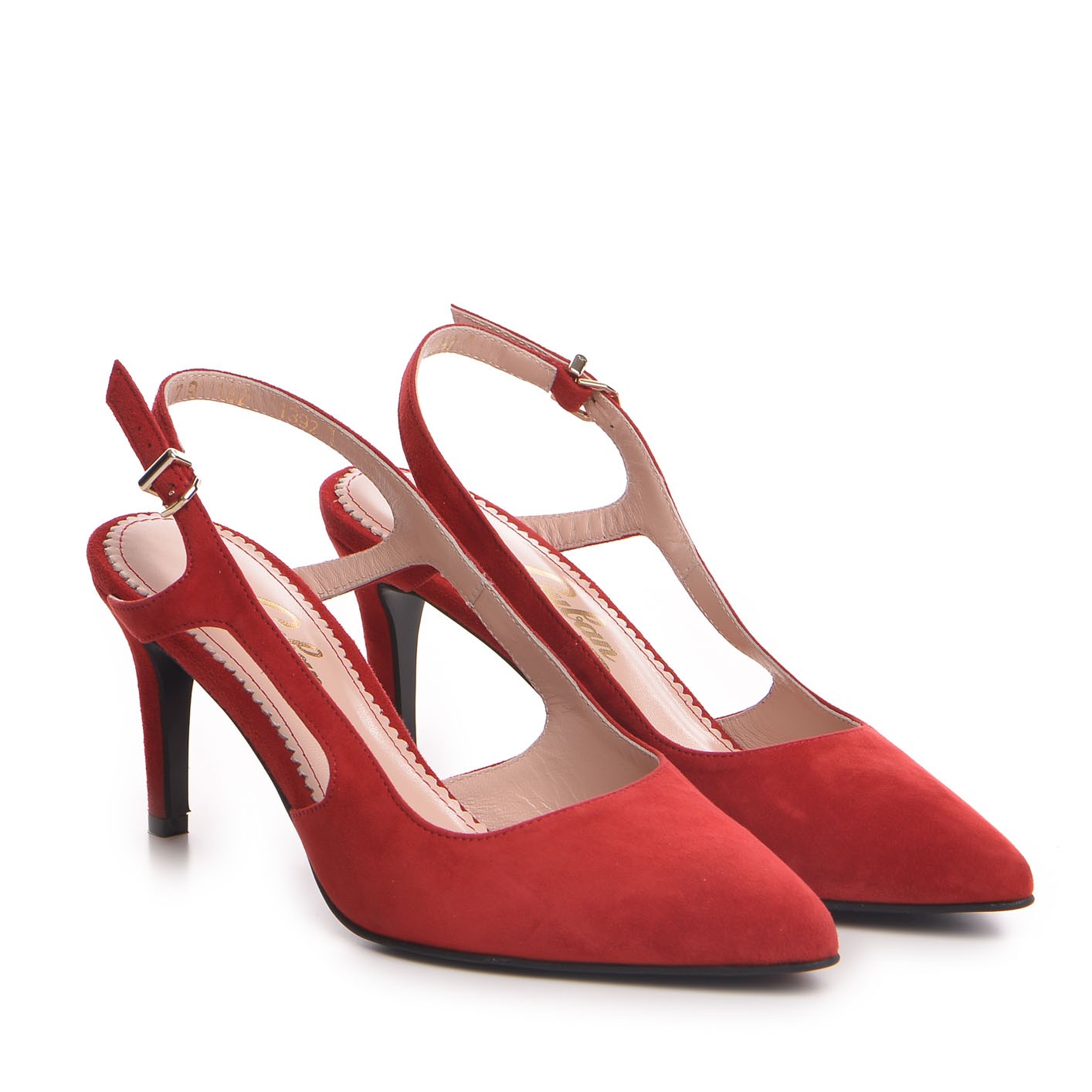 Pantofi dama Guban model 1392 piele velur rosu