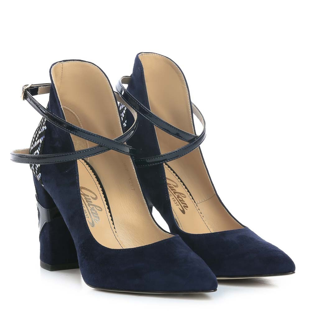 Pantofi de dama Guban 1267 velur bleumarin/lac bleumarin