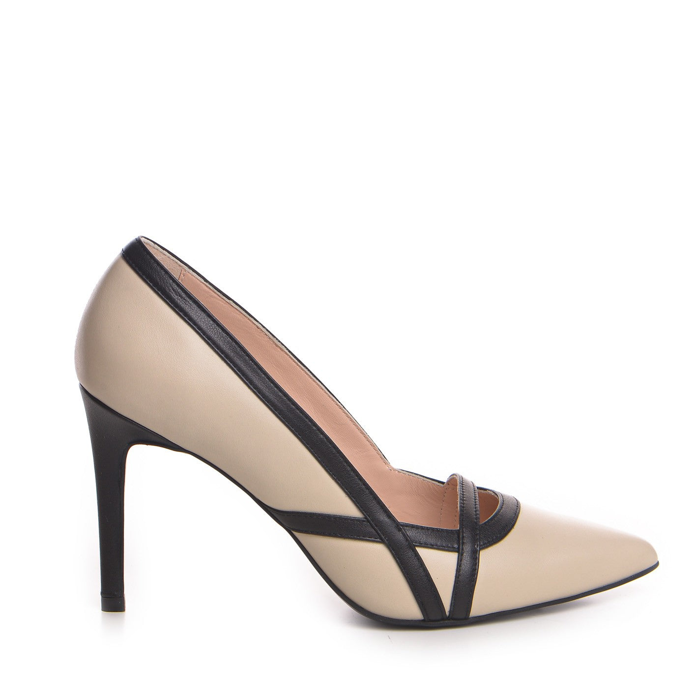 Pantofi dama Guban model 1394 piele nappa crem - negru