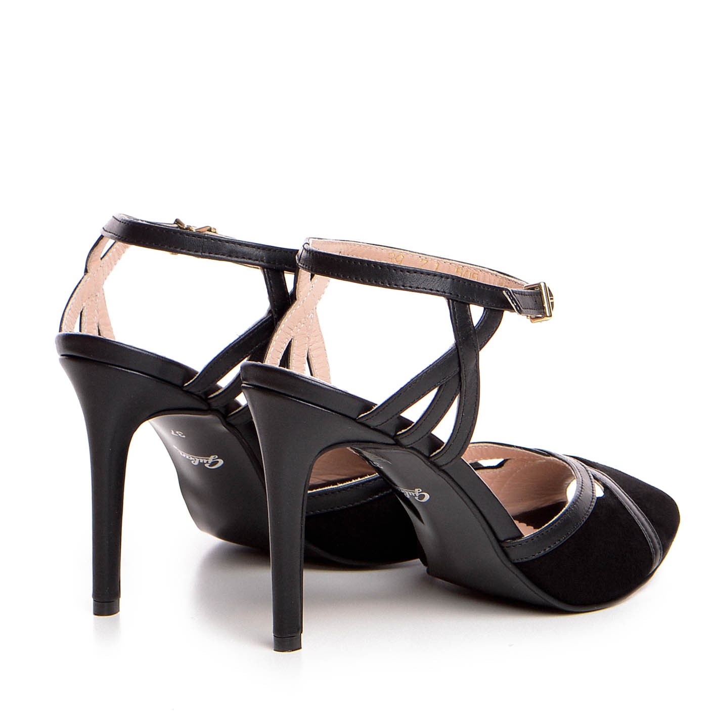 Sandale dama Guban model 1390 nappa negru/velur negru