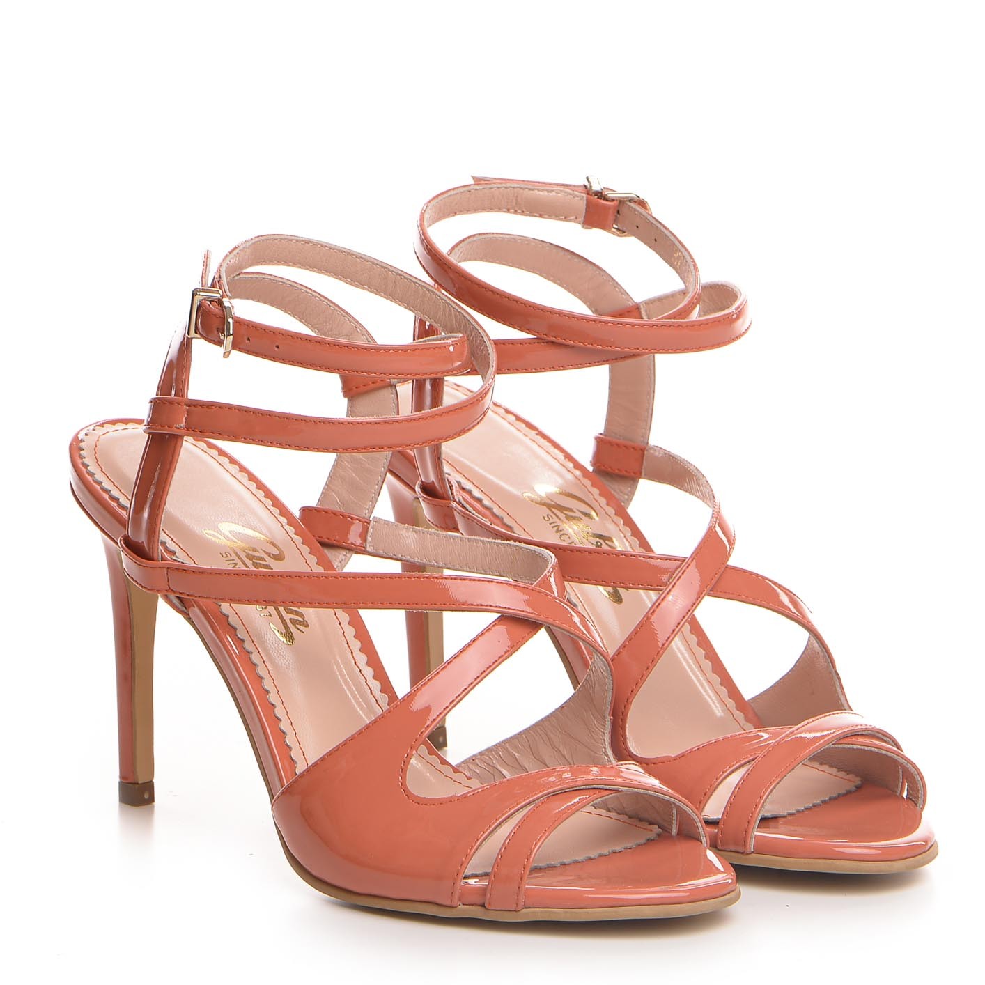 Sandale dama Guban model 1383 piele lac somon