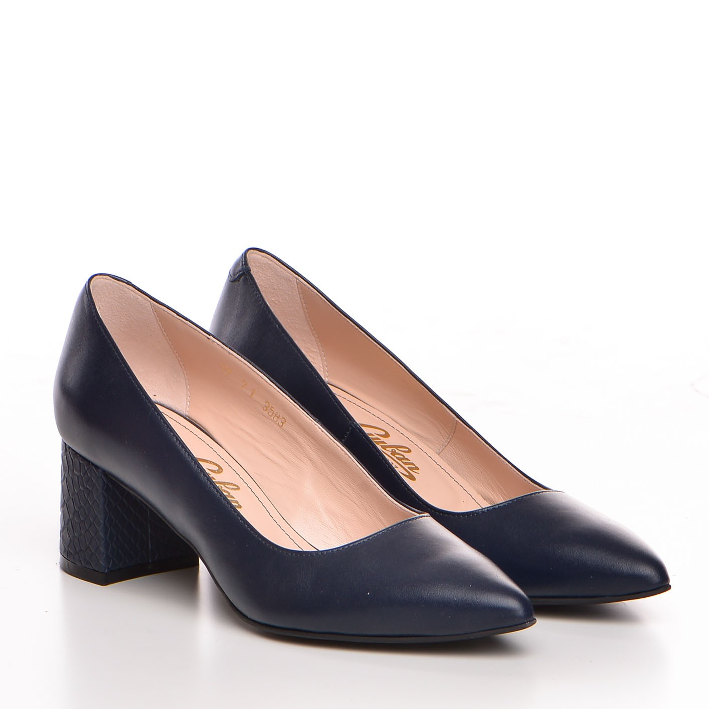 Pantofi dama Guban model 3583 nappa bleumarin/sarpe bleumarin