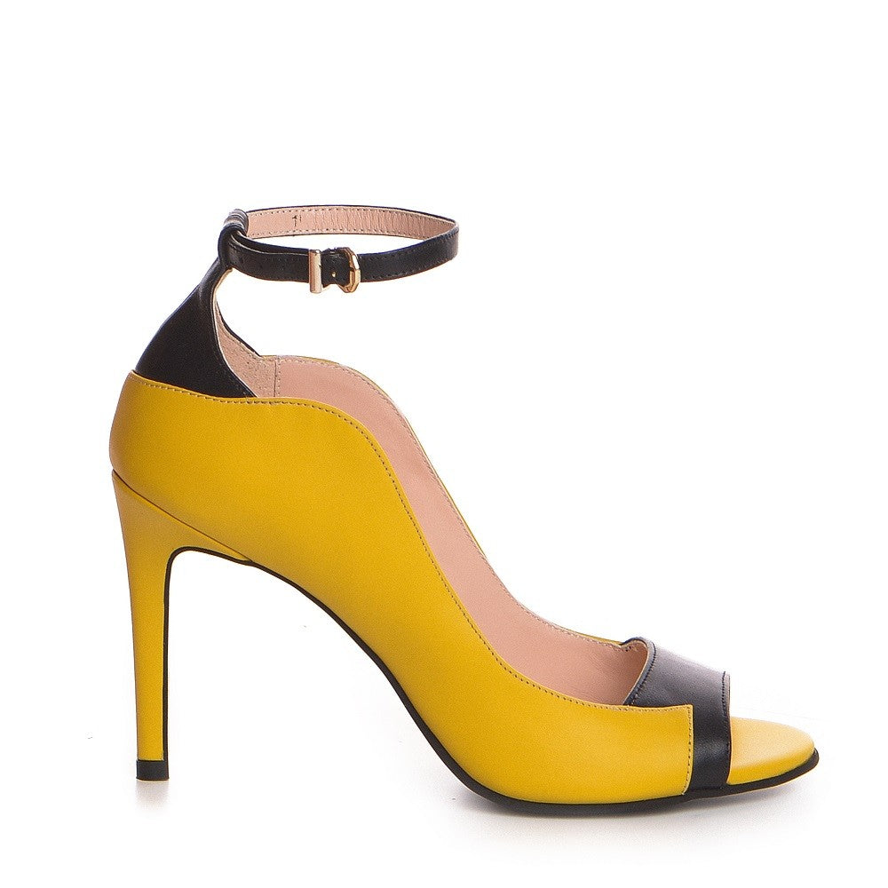 Pantof dama Guban model1382 nappa galben/nappa negru