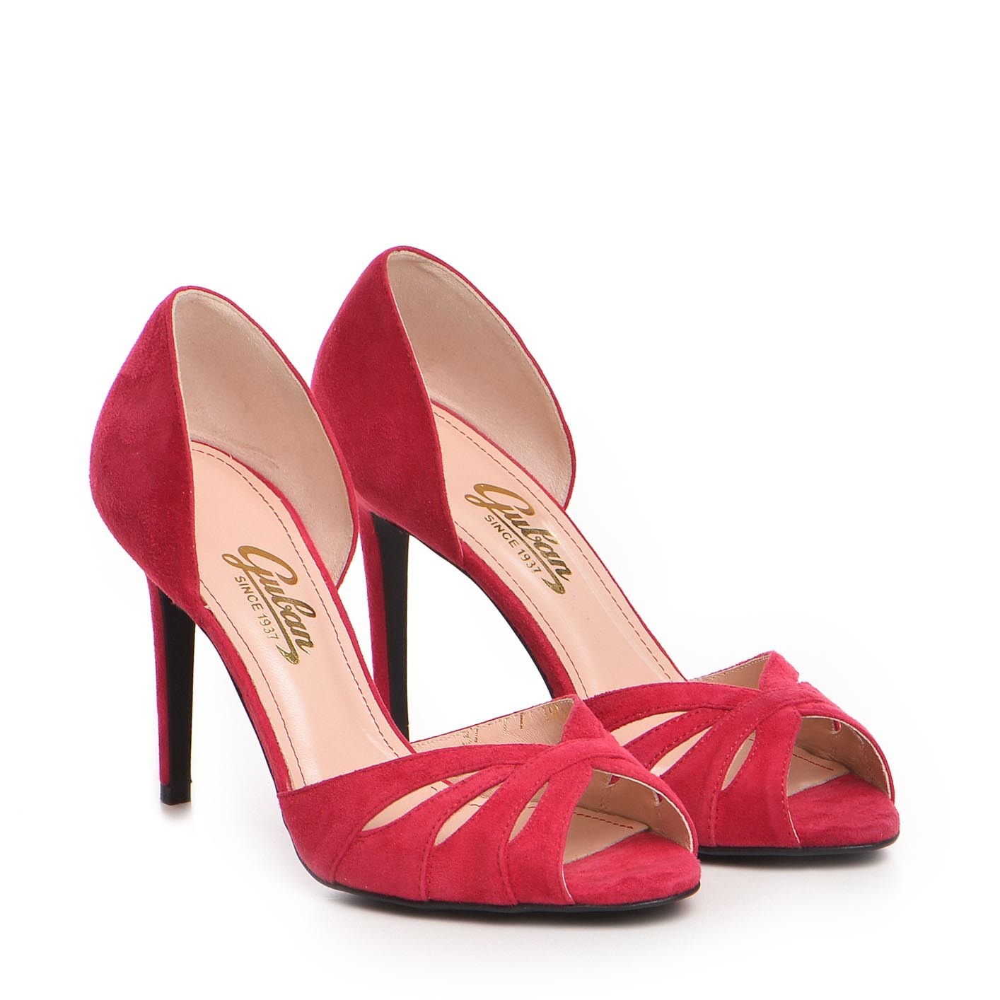 Pantofi dama Guban model 1586 piele velur magenta