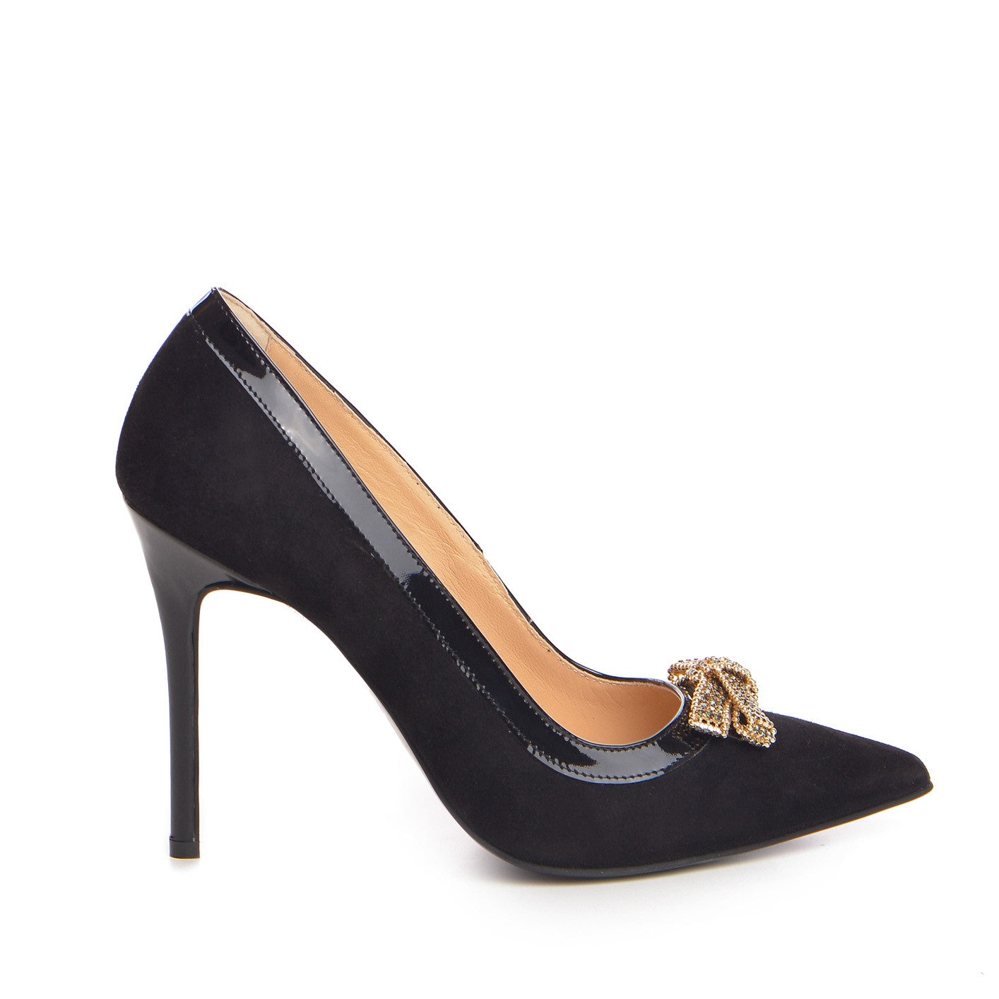 Pantofi dama Guban model 1320 velur negru/ lac negru