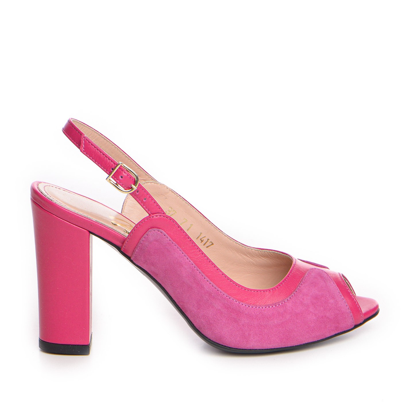 Sandale dama Guban model 1417 piele nappa magenta/velur fuxia