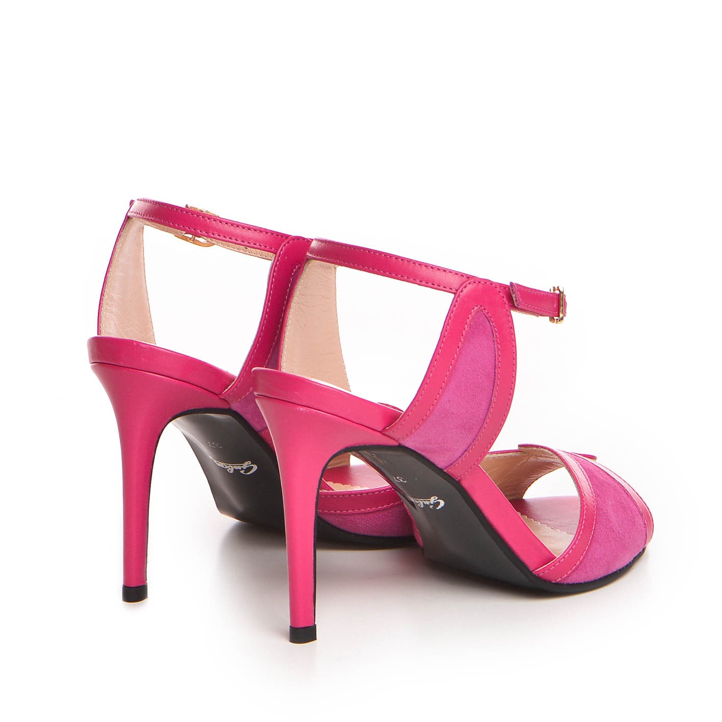 Sandale dama Guban model 1381 piele nappa magenta/velur fuxia