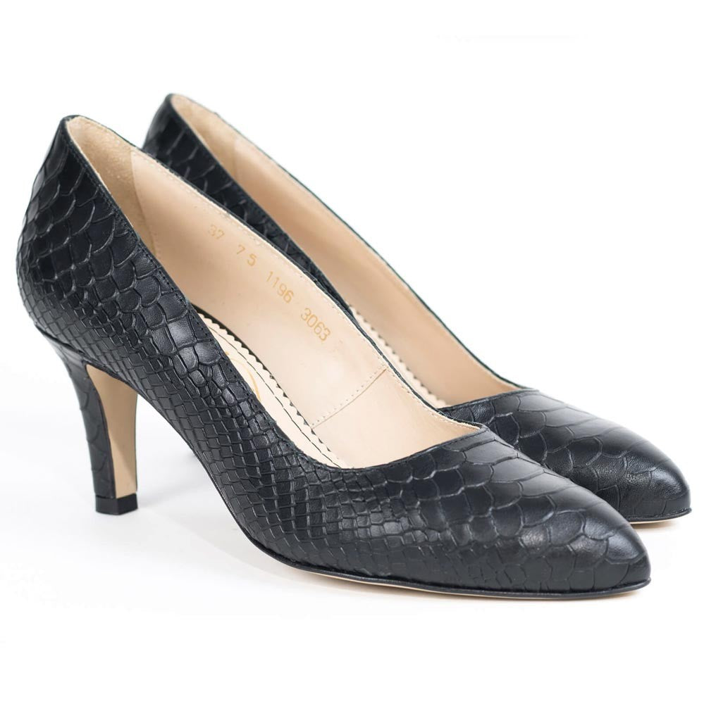 Pantofi dama Guban 3063 piele nappa sarpe negru