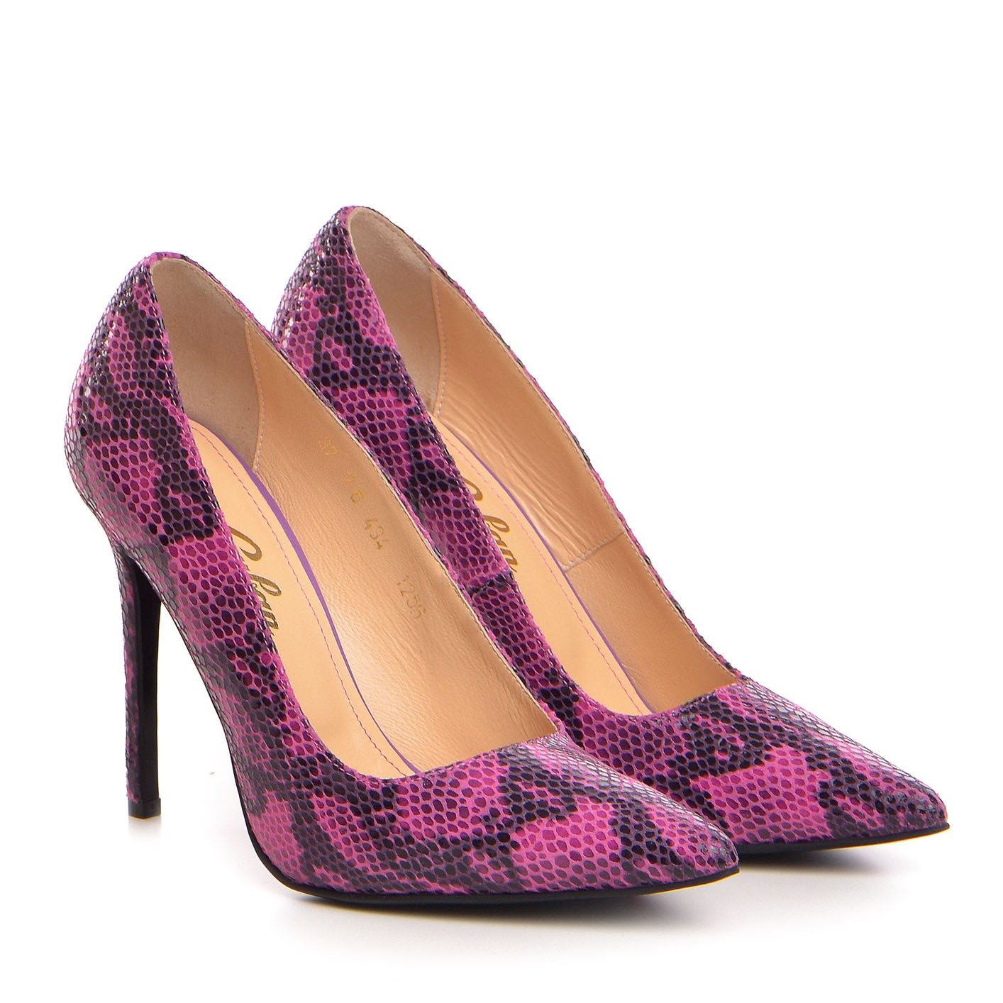 Pantofi dama Guban model 1256 piele nappa animal print fuxia