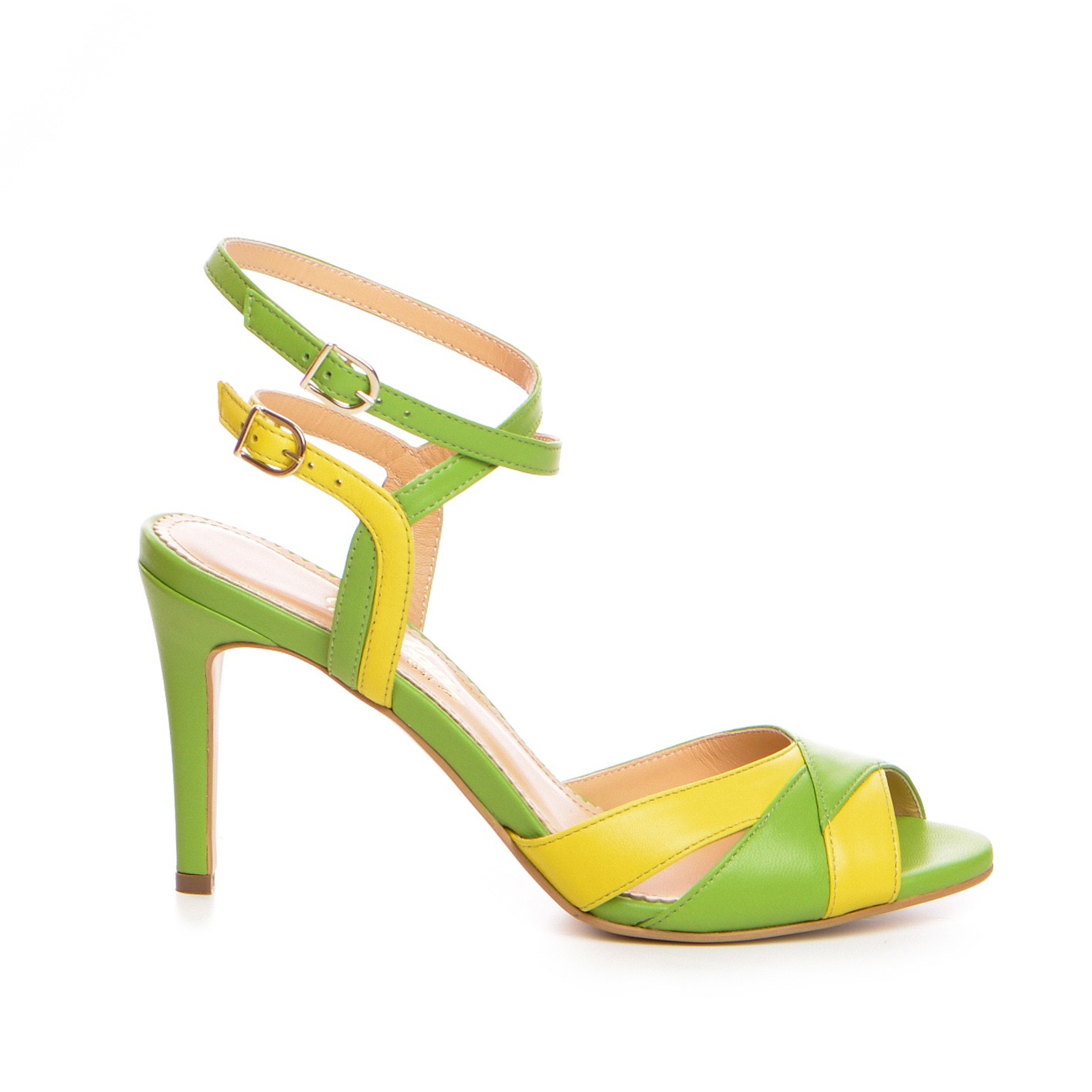 Sanda dama Guban model 3542 nappa verde/ nappa galben