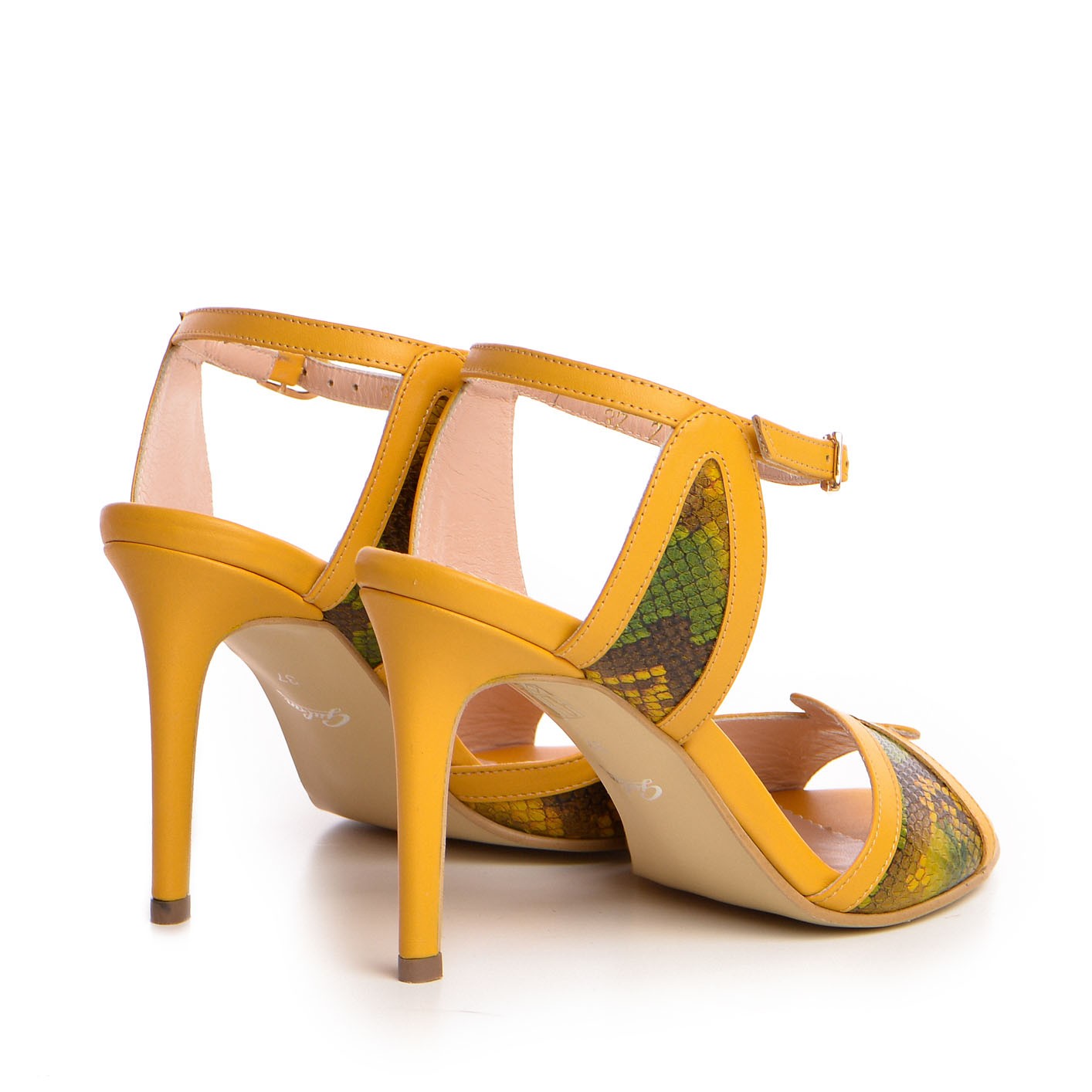 Sandale dama Guban model 1381 piele nappa galben/nappa hunter