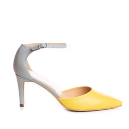 Pantofi dama Guban model 1436 piele nappa gri / nappa galben