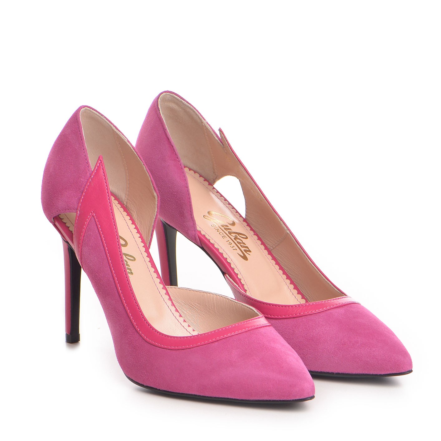 Pantofi dama Guban model 1427 piele velur fuxia/ nappa magenta