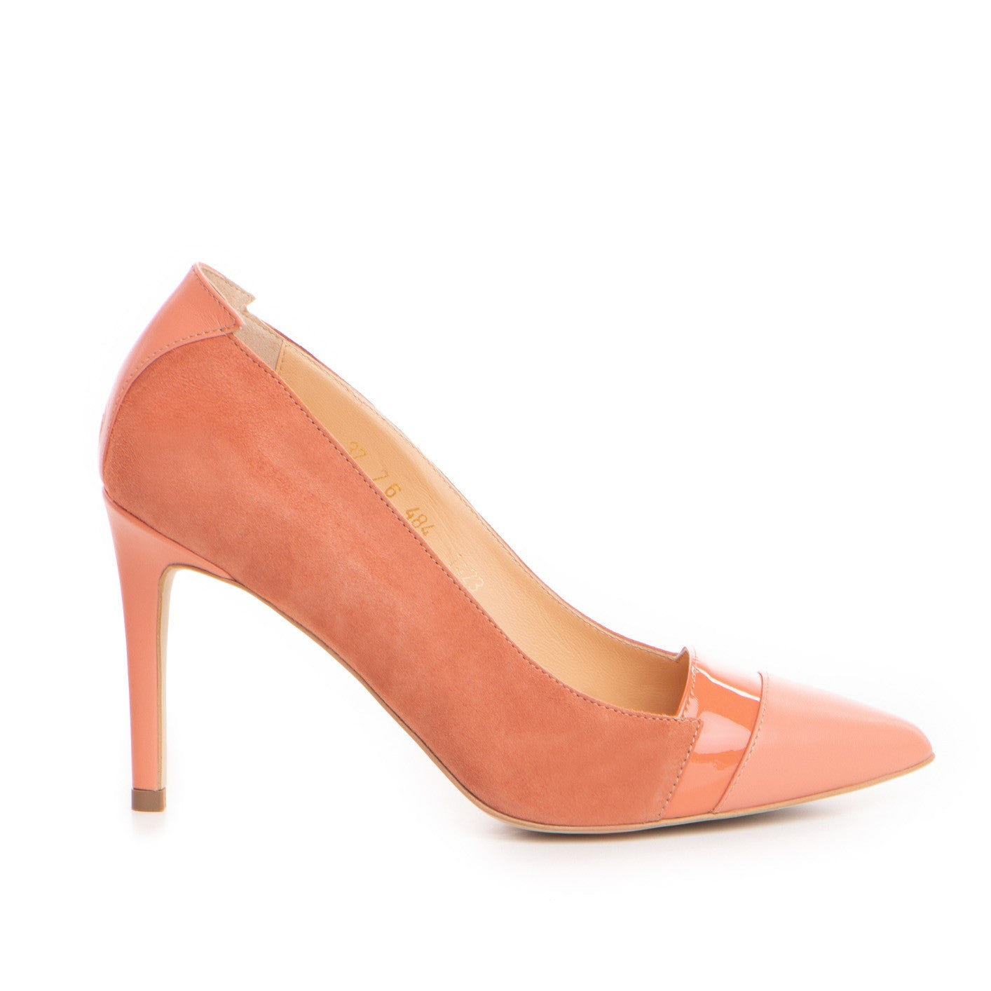 Pantofi dama Guban model 1423 piele velur coral /nappa coral