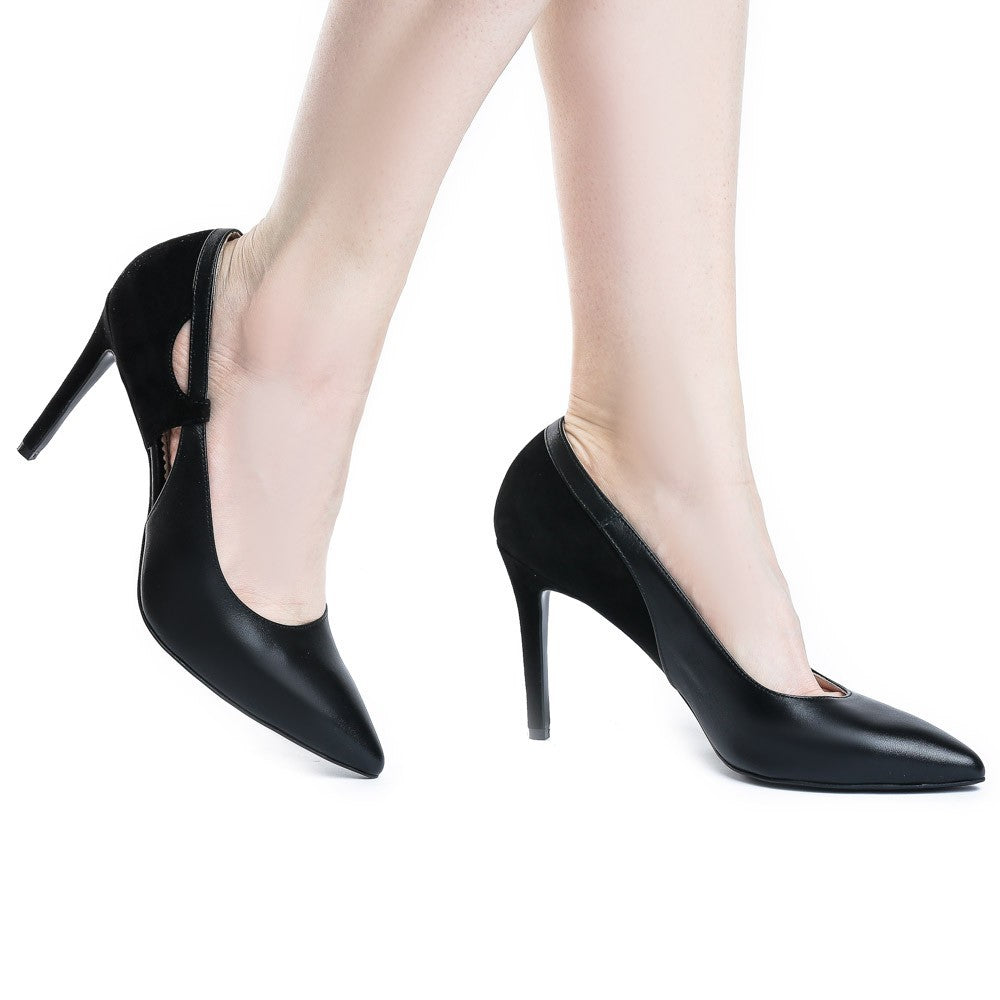 Pantofi de dama Guban 1334 nappa negru/velur negru