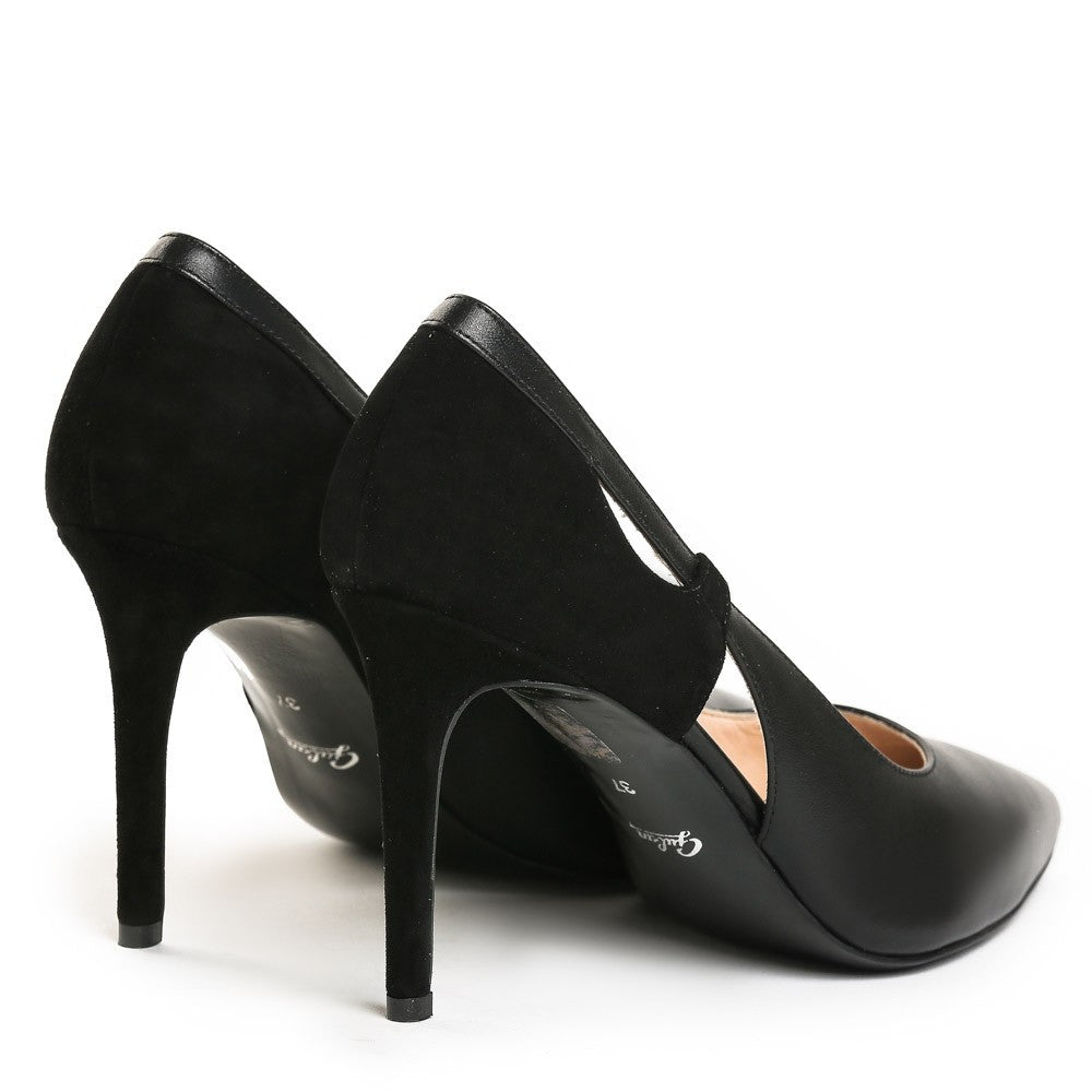 Pantofi de dama Guban 1334 nappa negru/velur negru