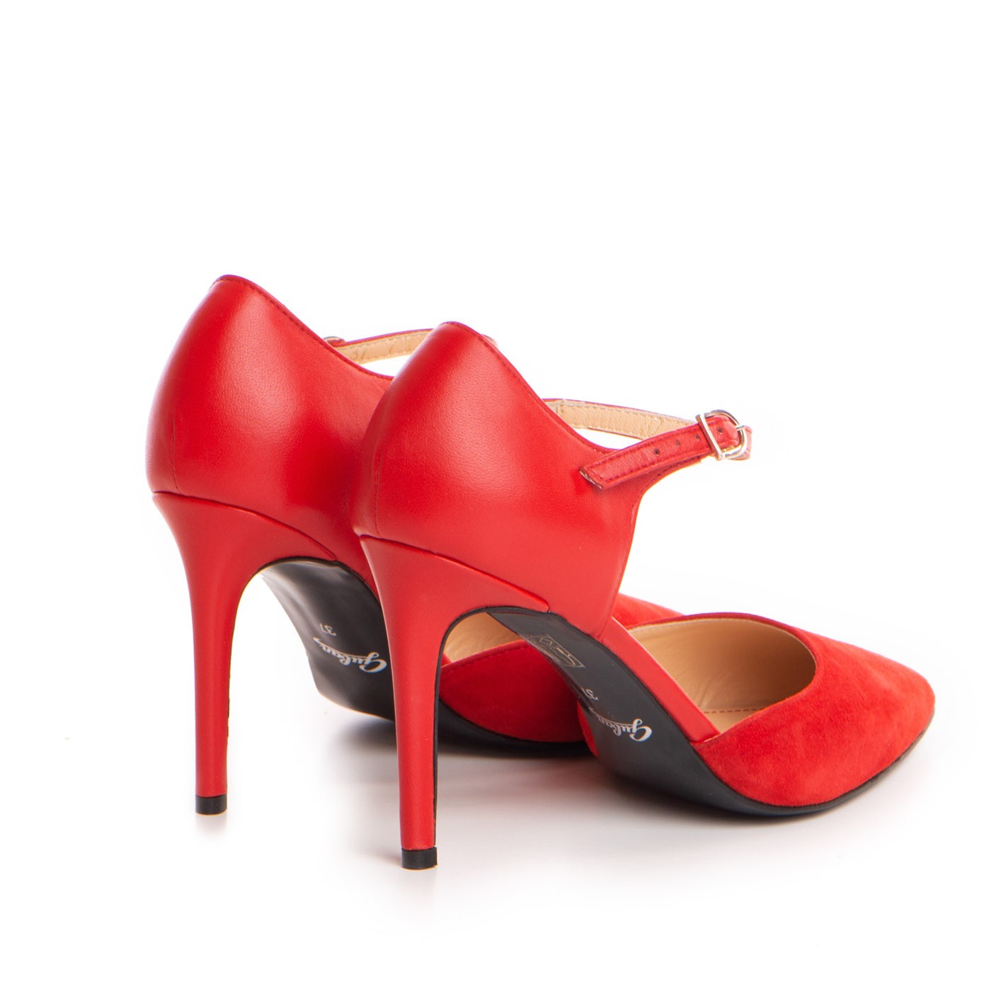 Pantofi dama Guban model 1444 piele velur rosu