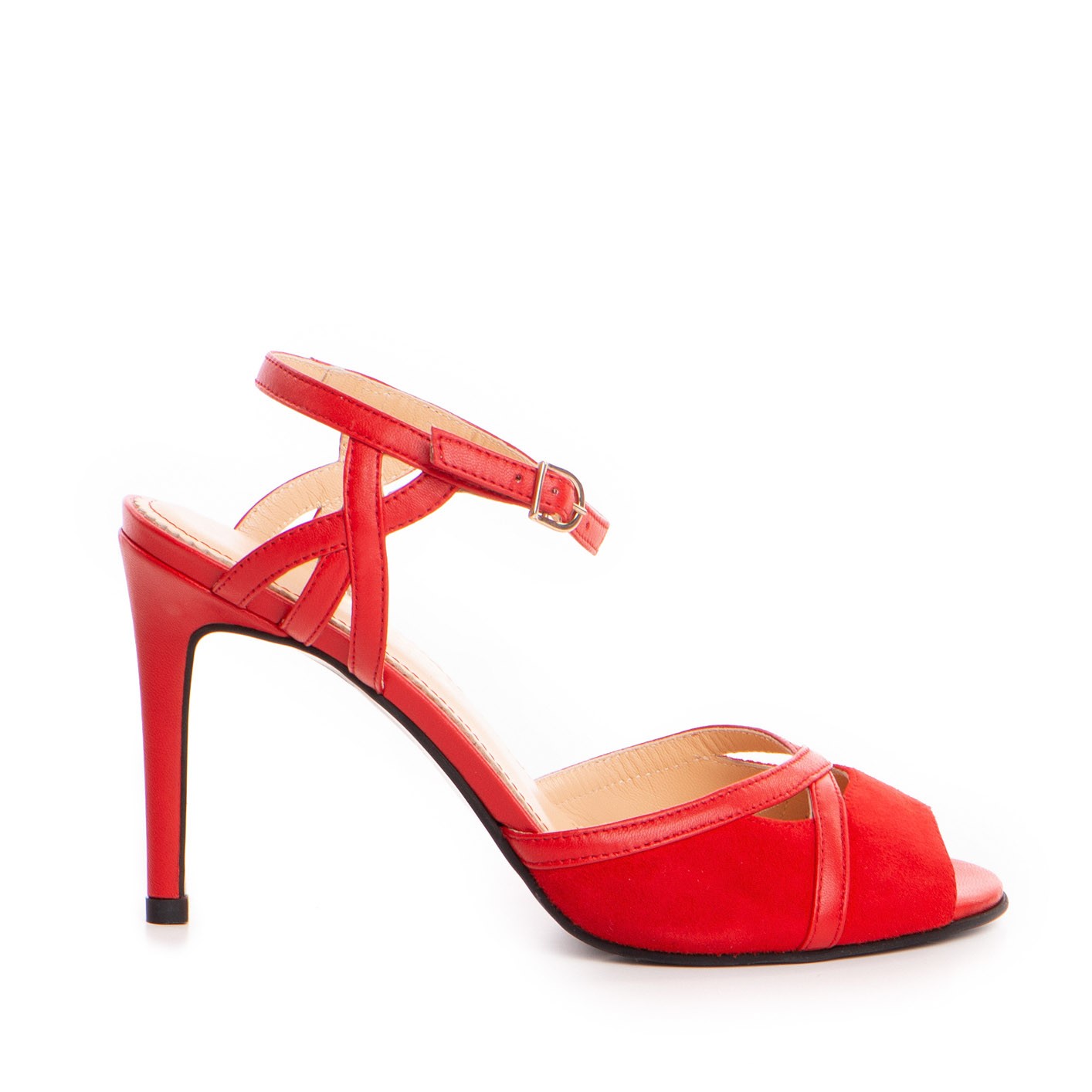 Sandale dama Guban model 1390 nappa rosu/velur rosu