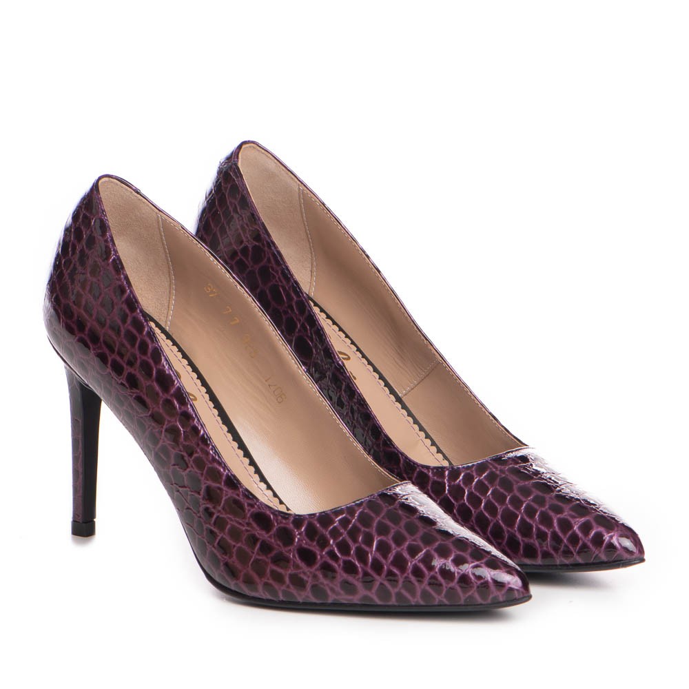 Pantofi dama Guban model 1206 piele nappa croco mov