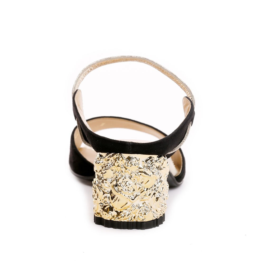 Saboti dama Guban 3544 velur negru/nappa kristal auriu