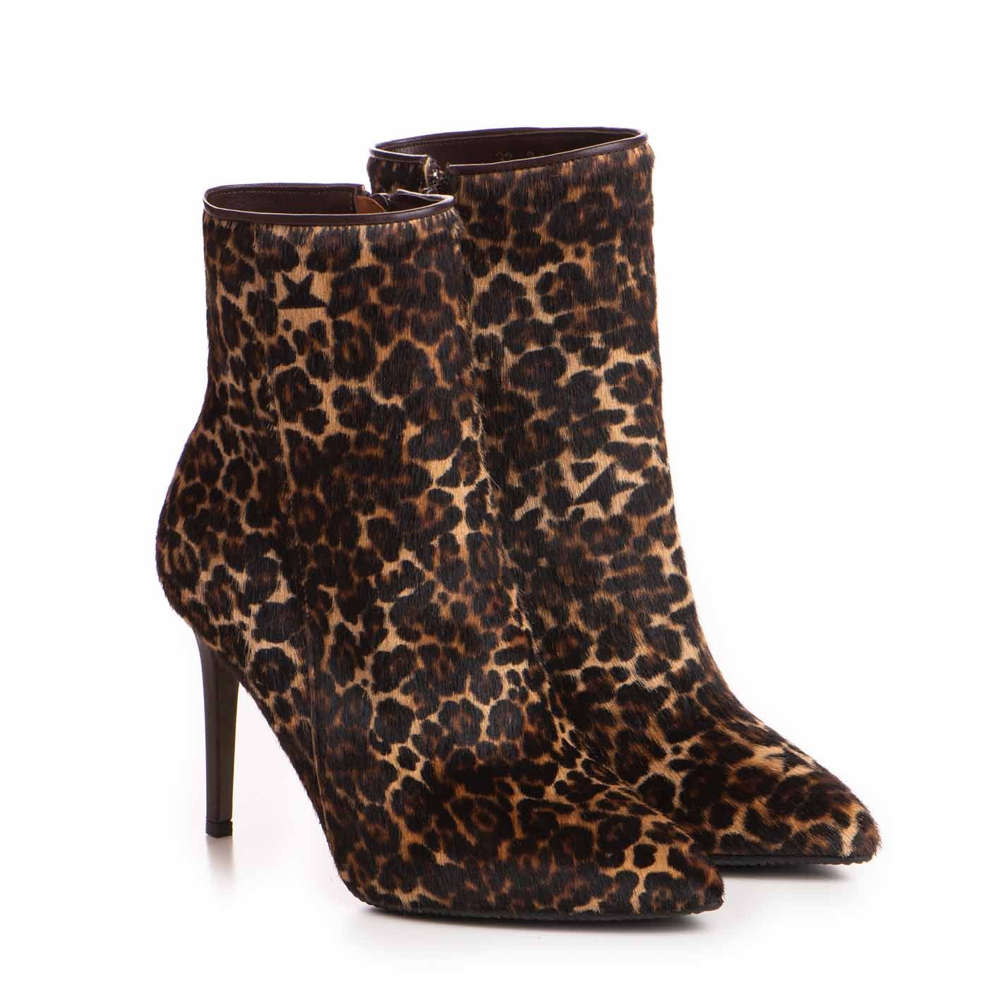 Botine dama Guban model 1457 ponei animal print/ nappa maro