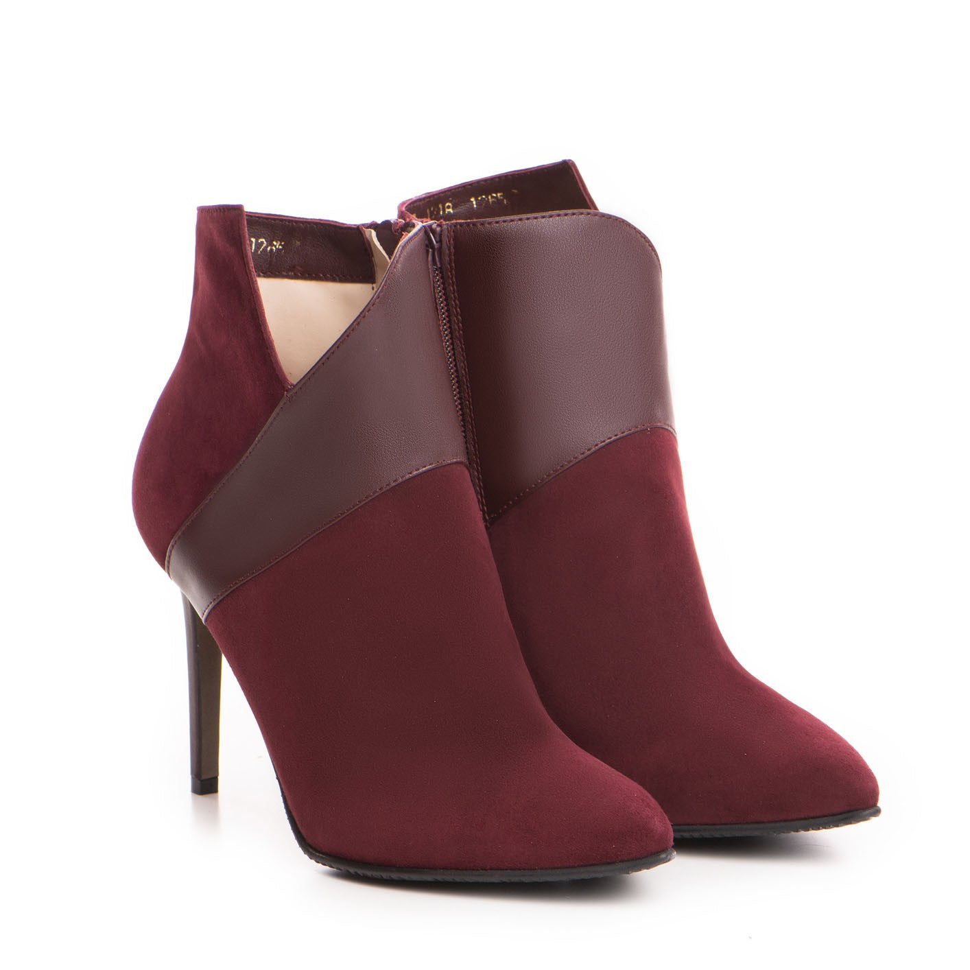 Botine dama Guban model 1265 velur bordo/ nappa bordo