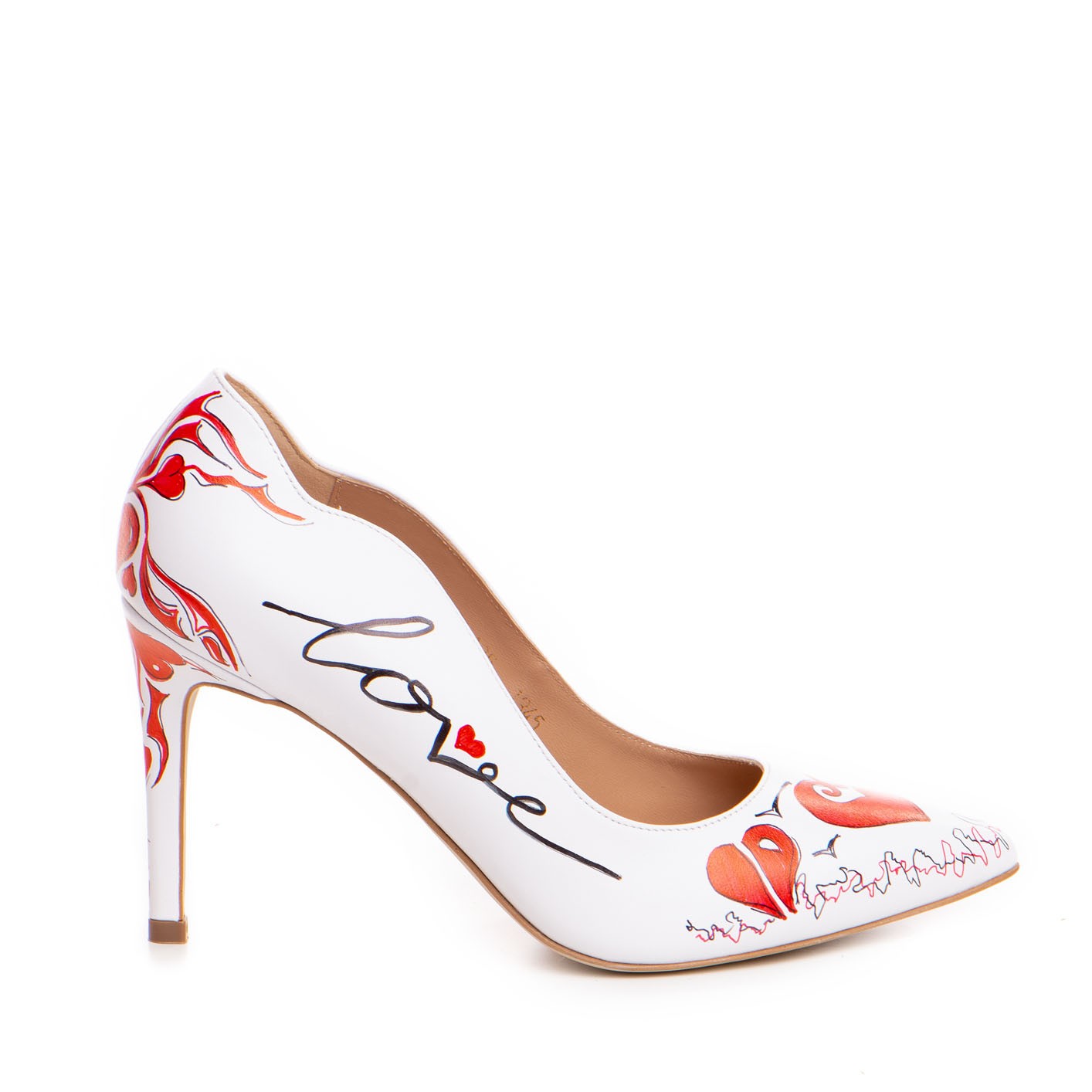 Pantofi dama Guban model 1345 piele nappa alb pictati manual