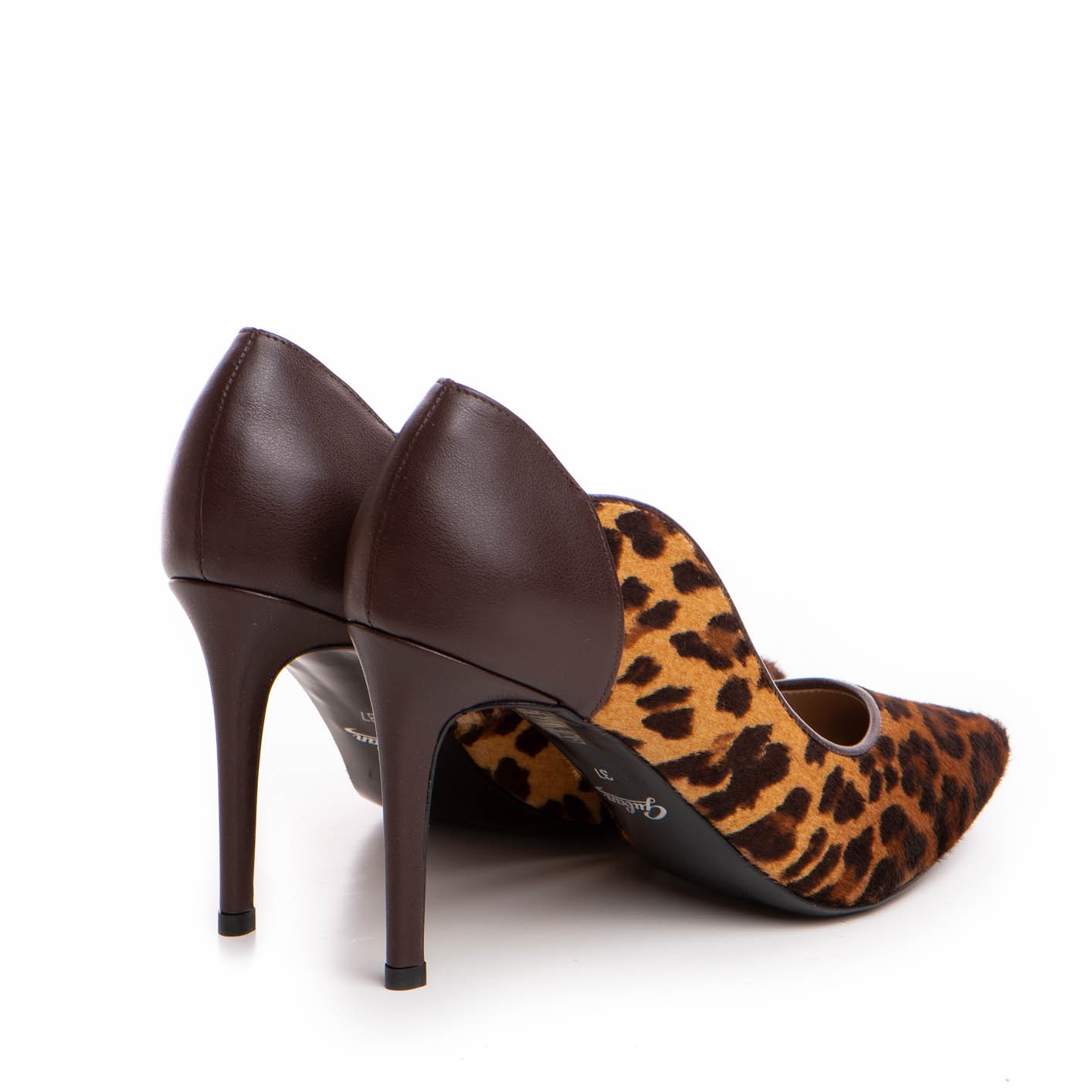Pantofi dama Guban model1346 ponei animal print/nappa maro