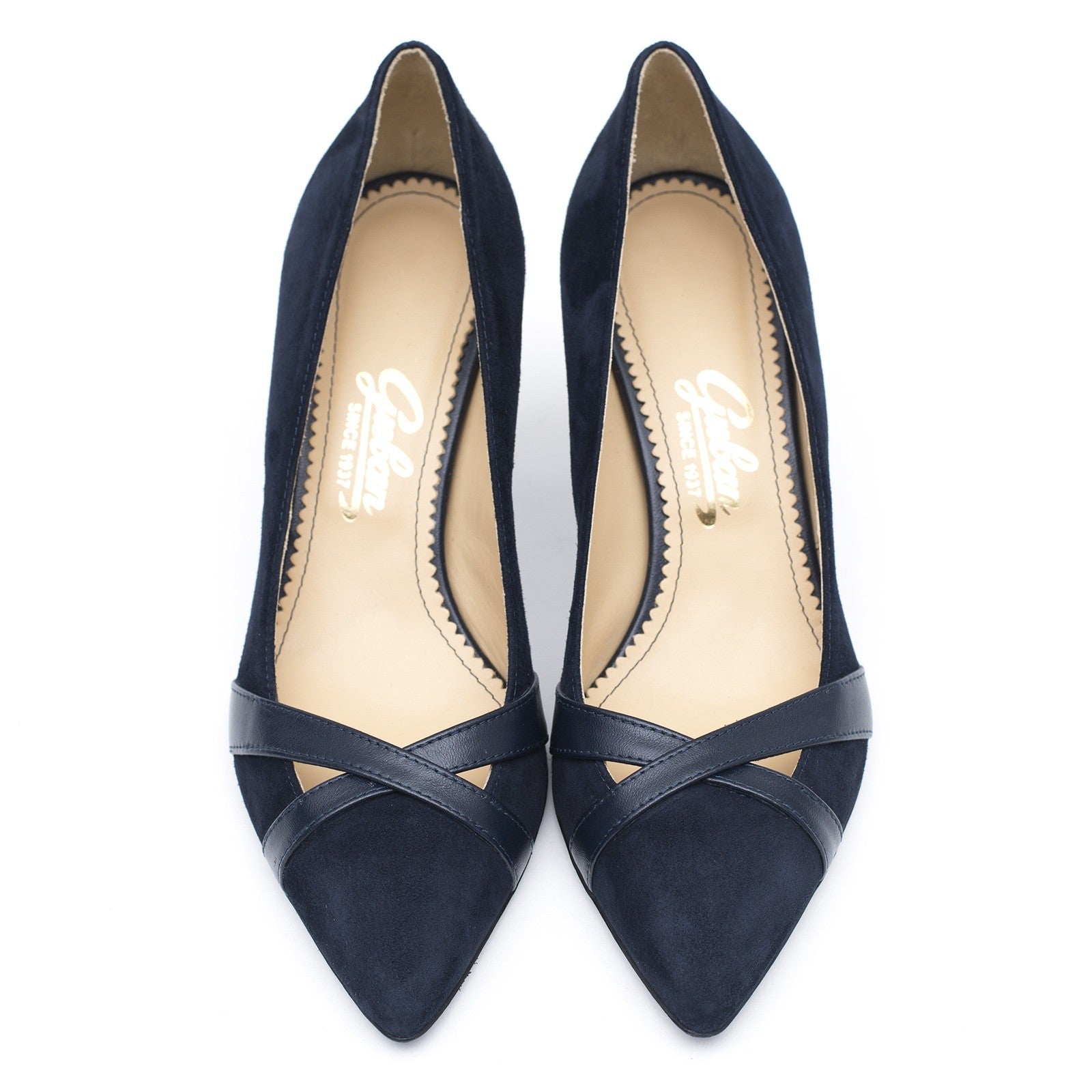 Pantofi dama Guban 1253 velur bleumarin/nappa bleumarin