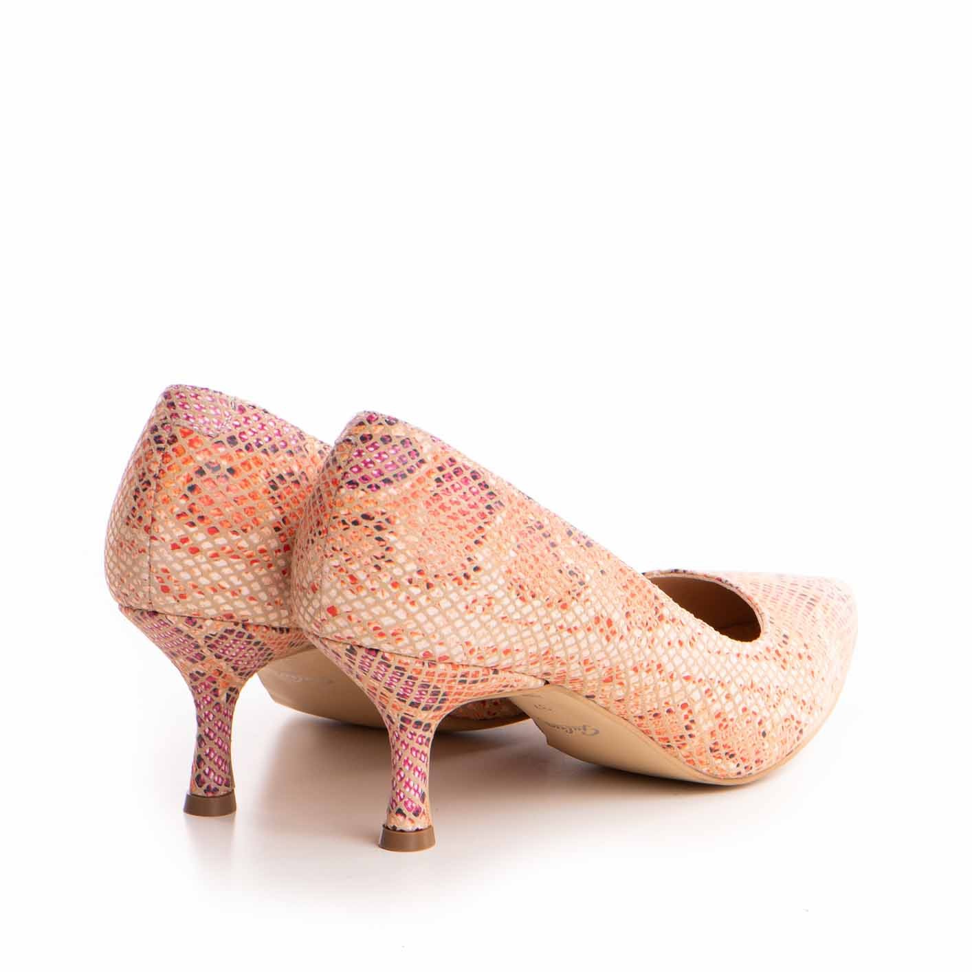 Pantofi dama Guban model 1414 nappa animal print portocaliu