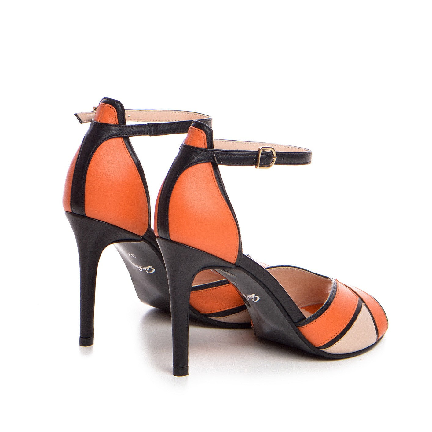 Sandale dama Guban model 3613 nappa negru/coral/roz