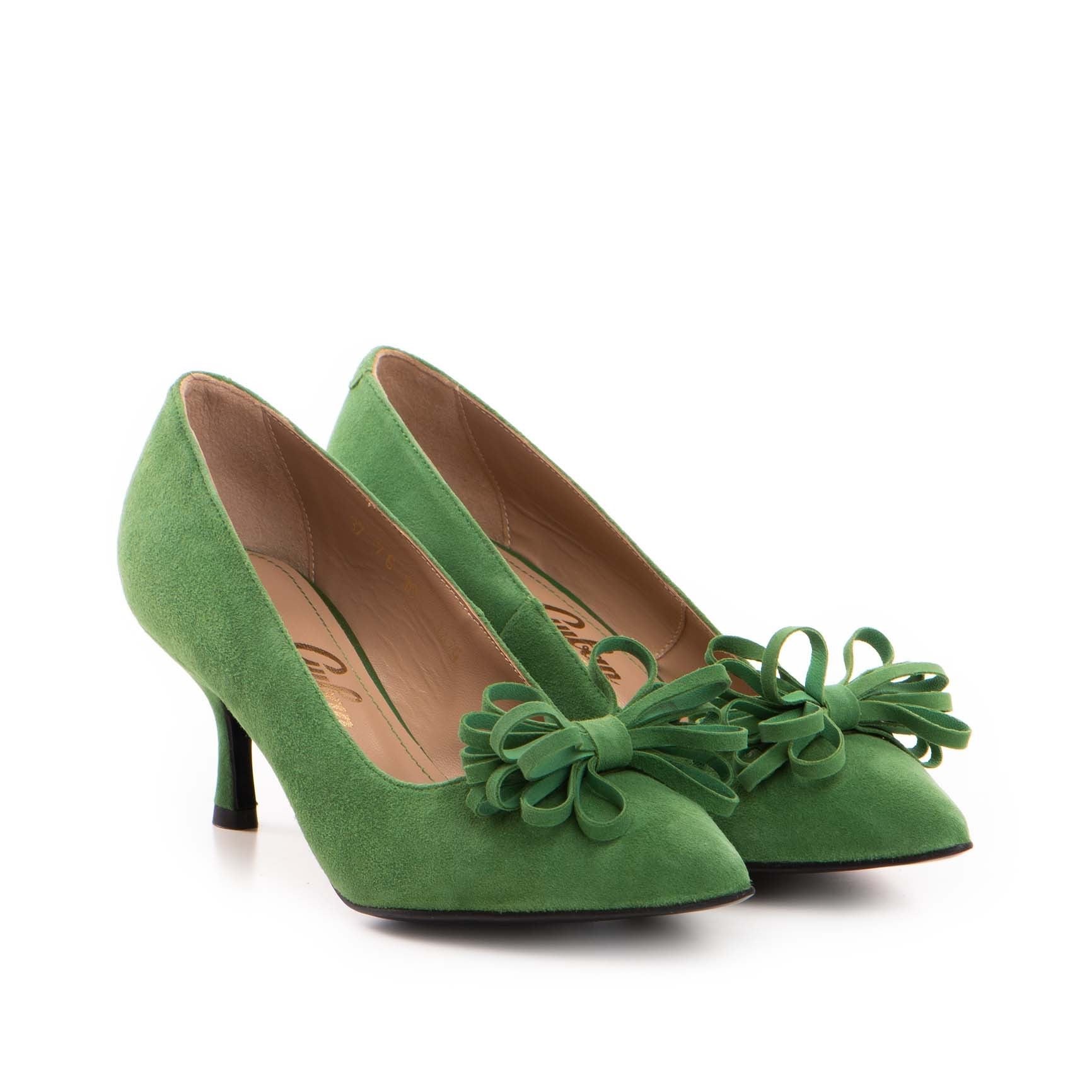Pantofi dama Guban model 1479 velur verde trifoi