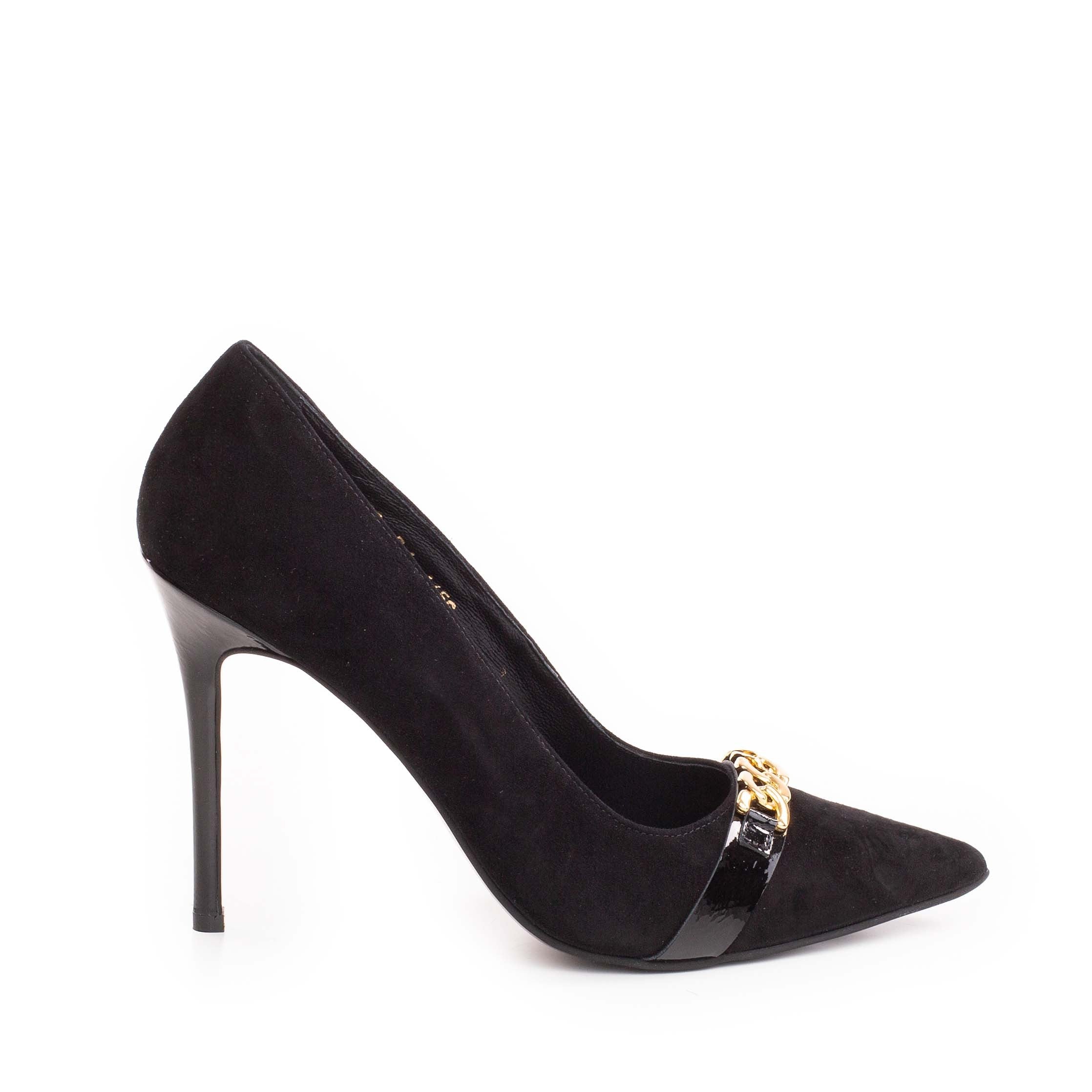 Pantofi dama Guban model 1456 velur negru/ naplac negru