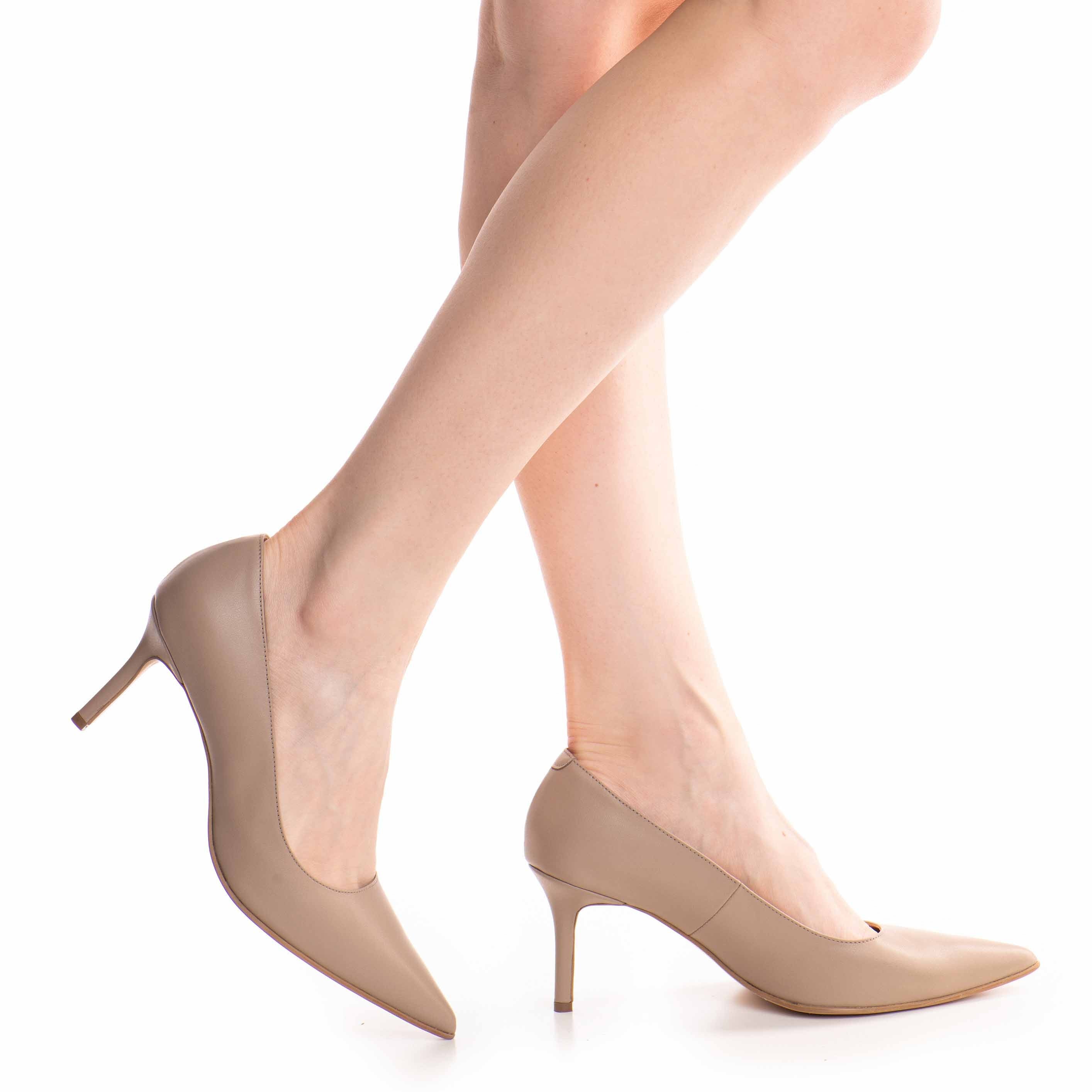 Pantofi dama Guban model 1466 piele nappa taupe