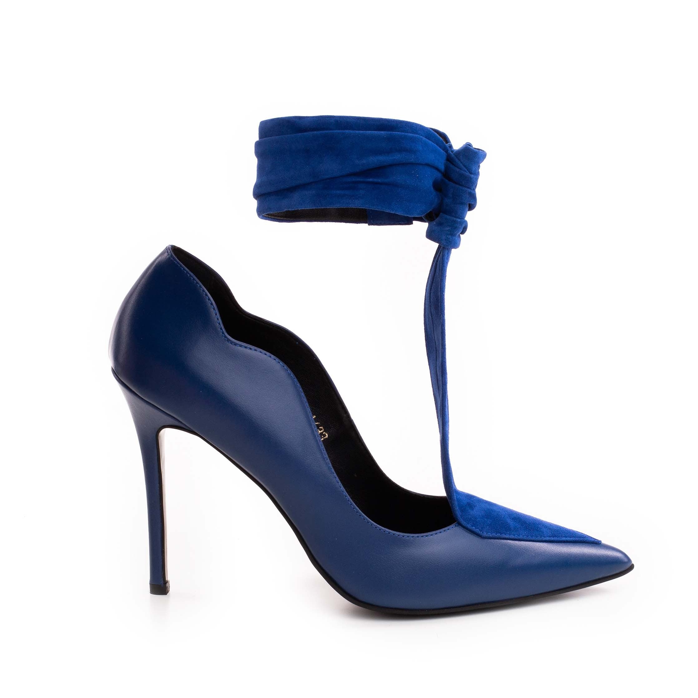 Pantofi dama Guban model 1483 piele nappa albastru/velur albastru