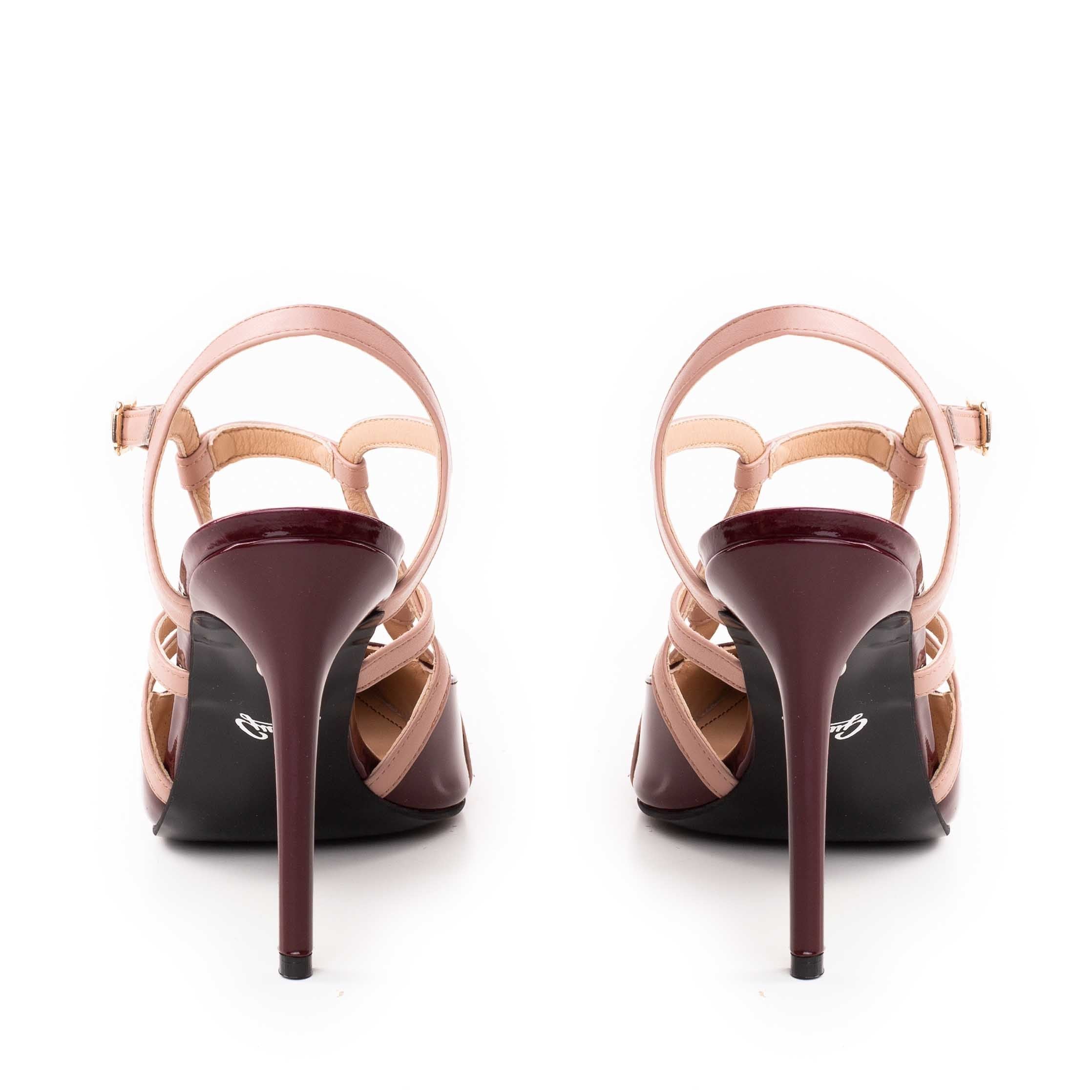 Pantofi dama Guban model 1463 piele lac bordo/nappa roz pudra