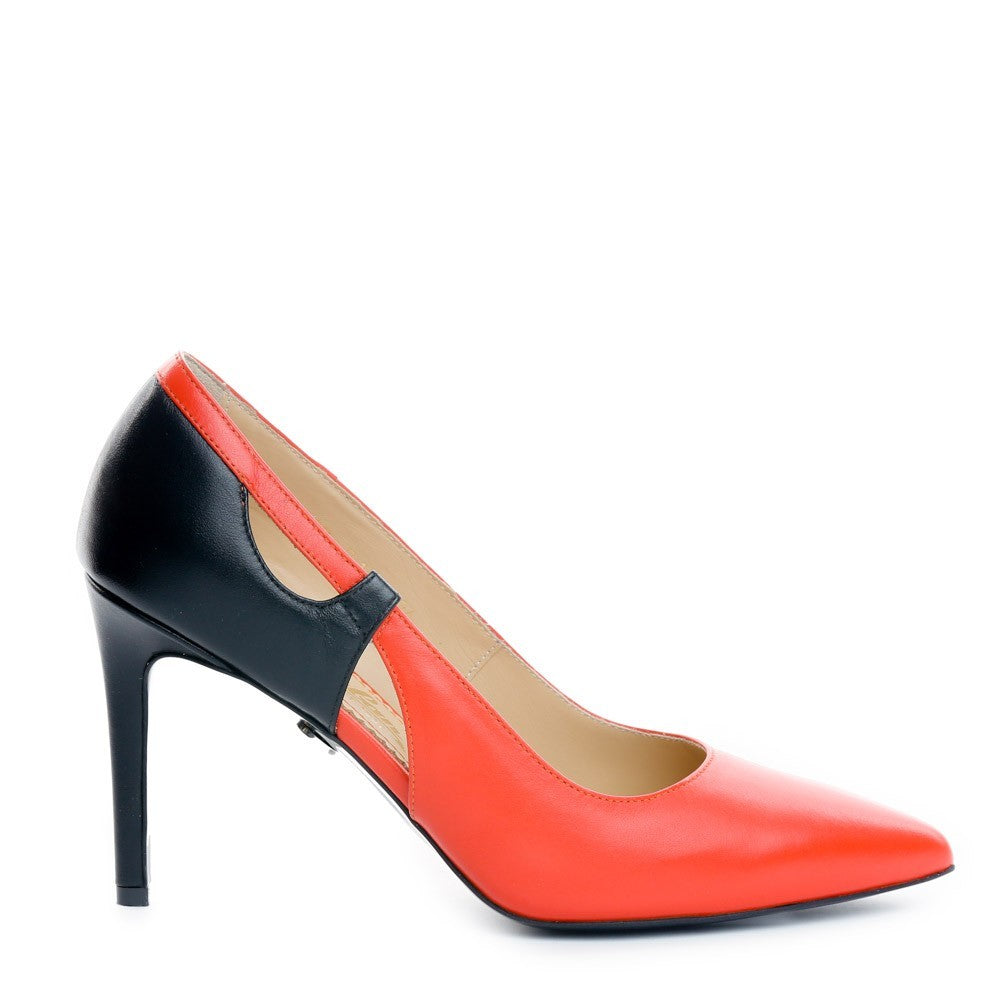 Pantofi de dama Guban 1334 nappa corai/ nappa negru