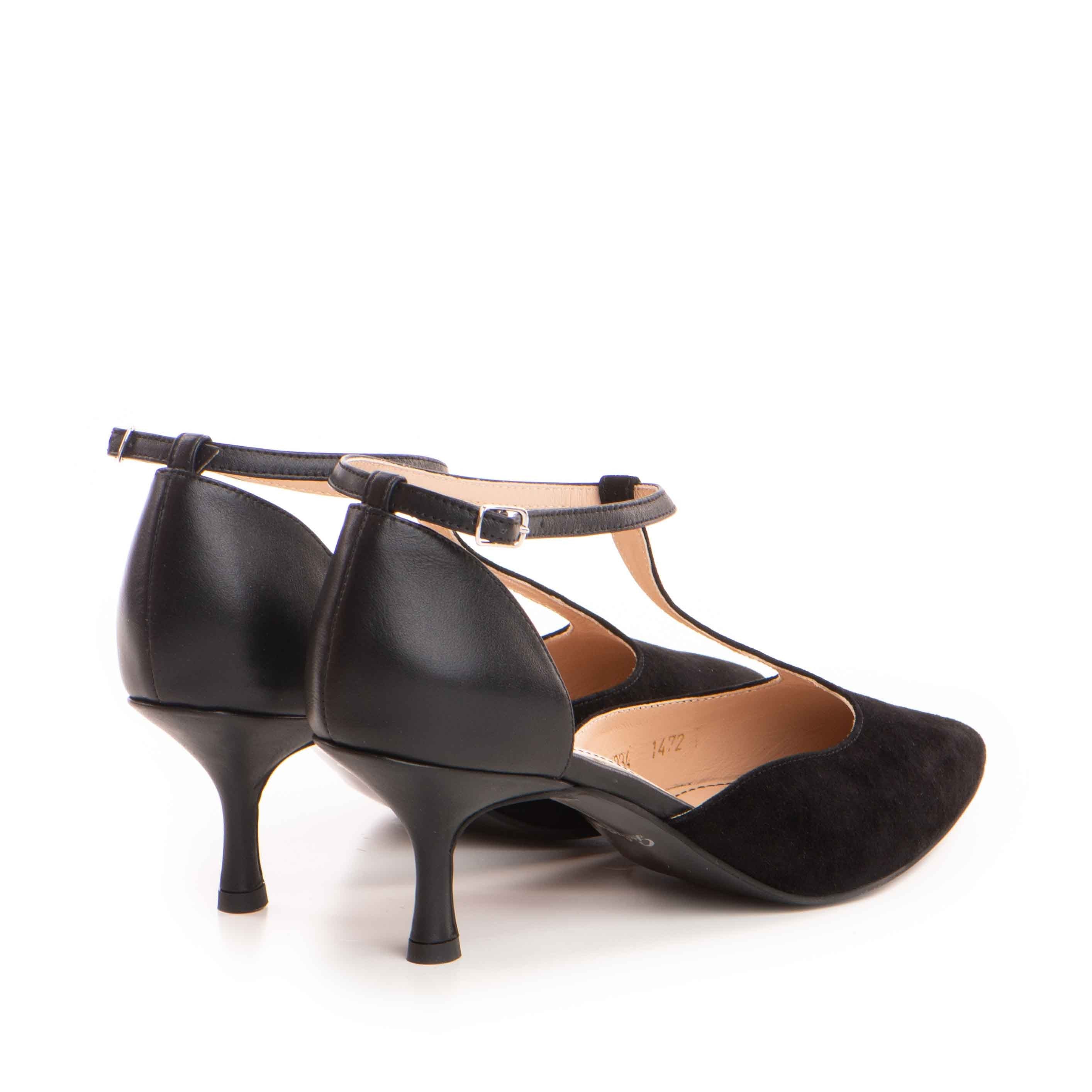 Pantofi dama Guban model 1472 nappa negru/velur negru