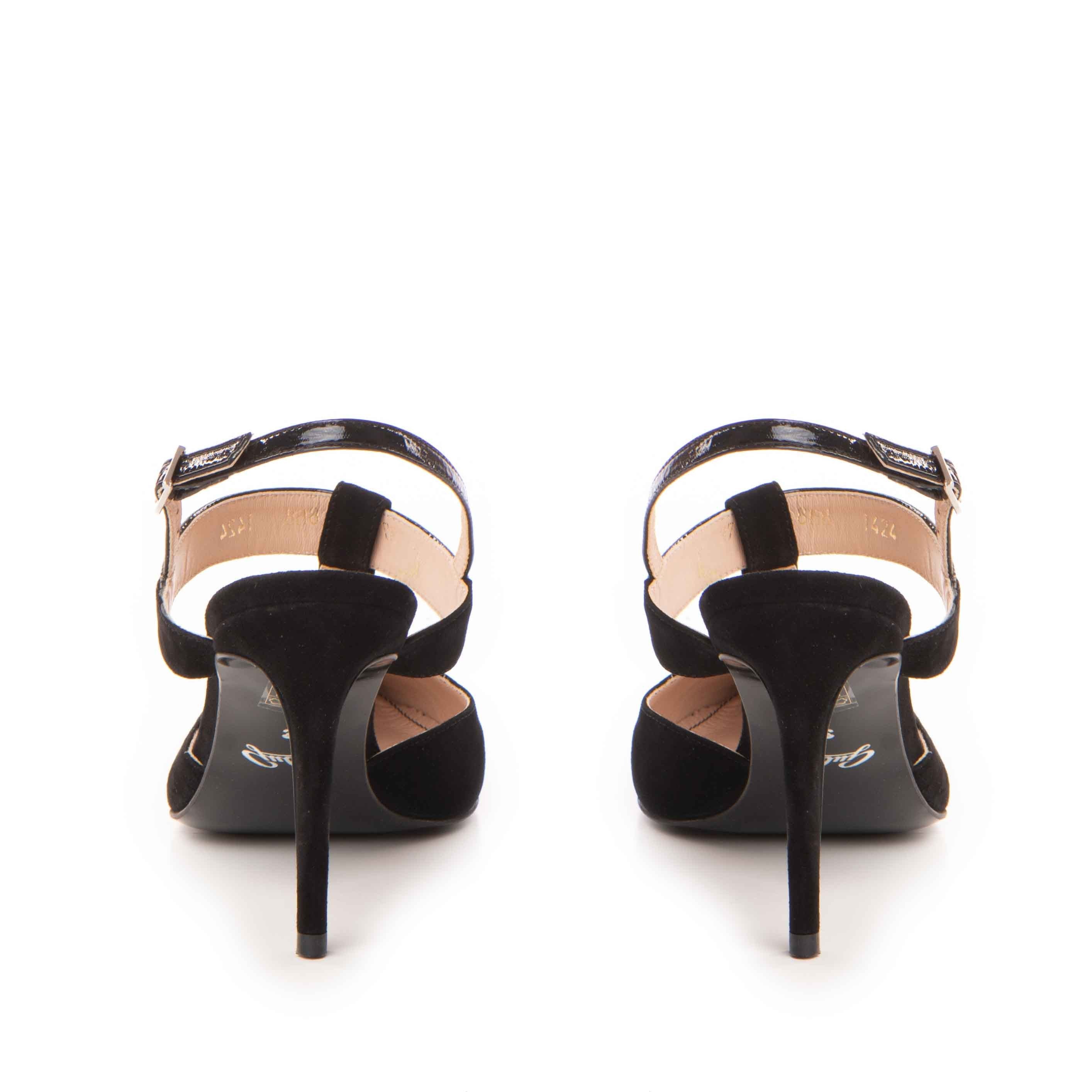 Pantofi dama Guban model 1424 piele velur negru/ naplac negru