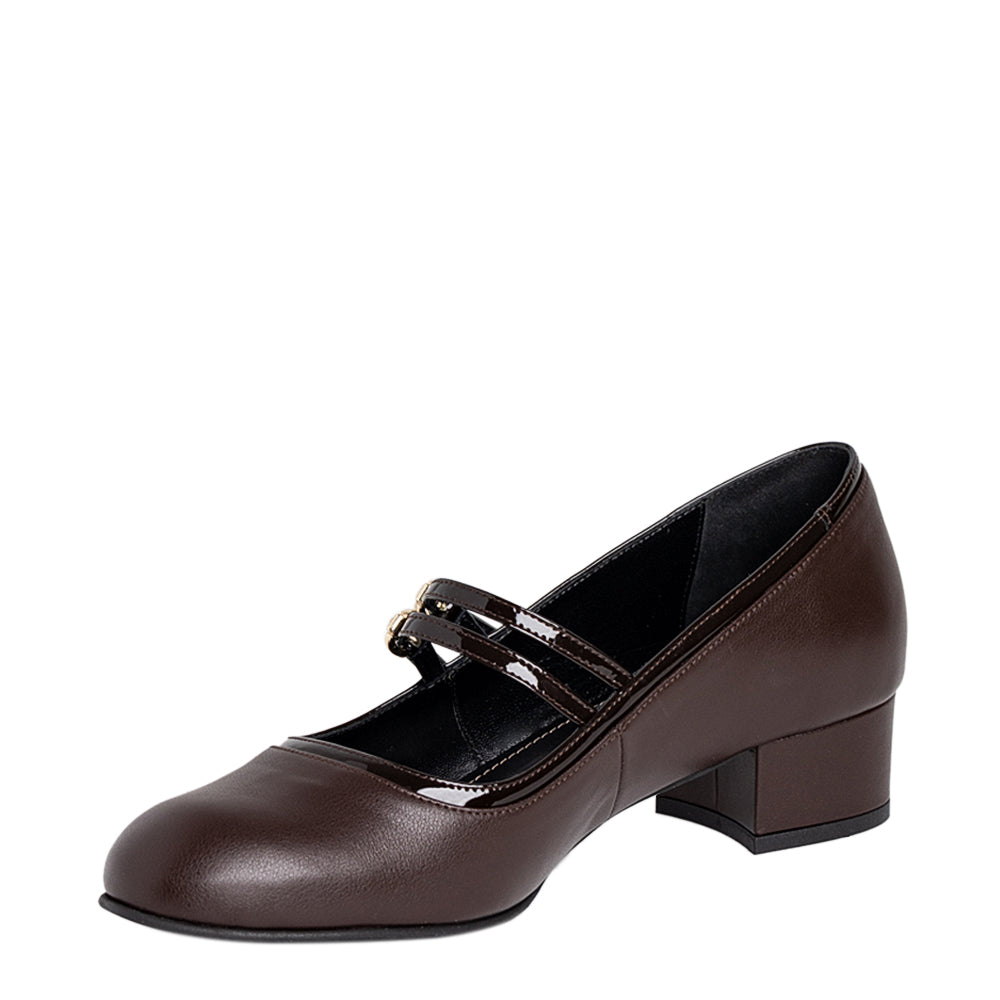 Pantofi dama Guban model 3643 piele nappa maro/lac maro