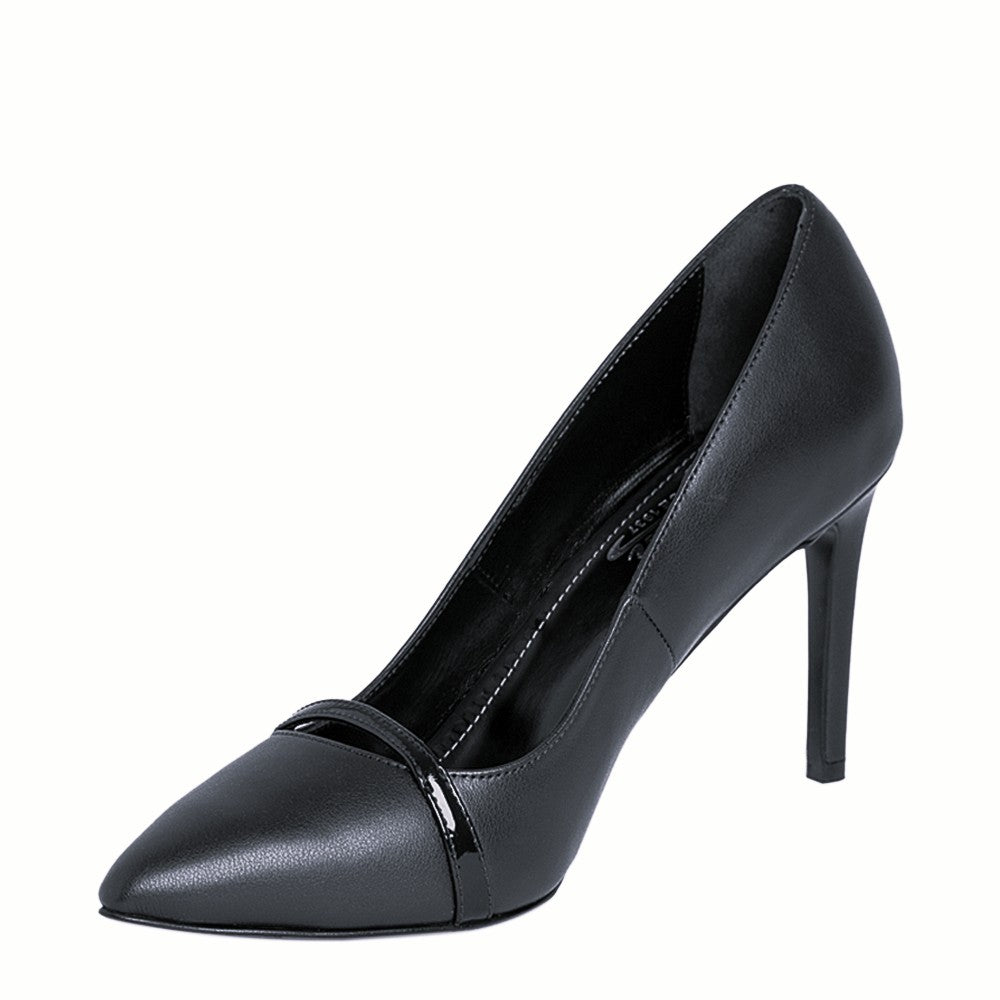 Pantofi dama Guban model 1557 piele nappa negru-lac negru