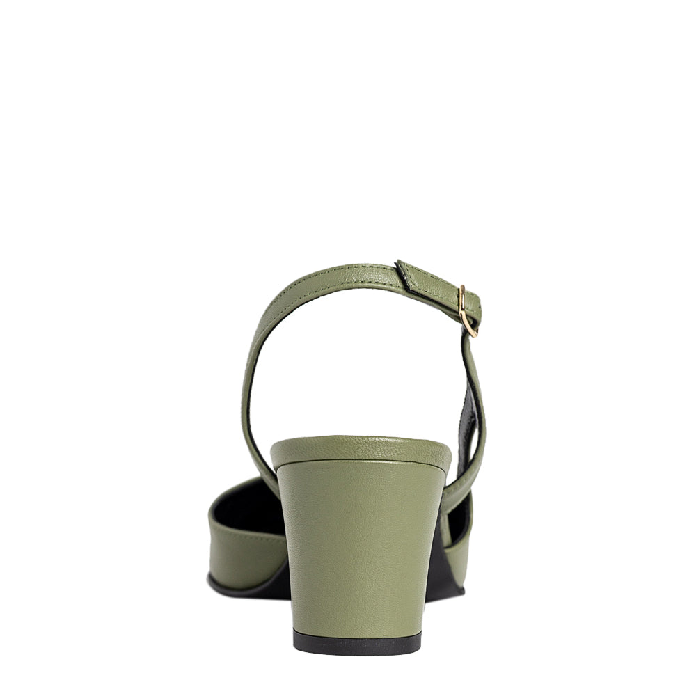 Pantofi dama Guban model 3639/C piele nappa kaki/nappa negru