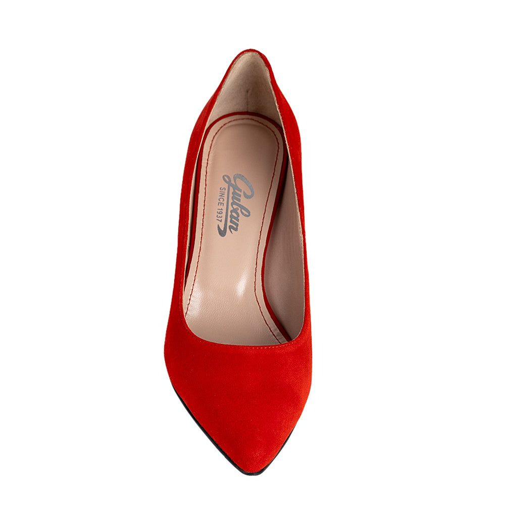 Pantofi dama Guban model 3514 piele velur rosu