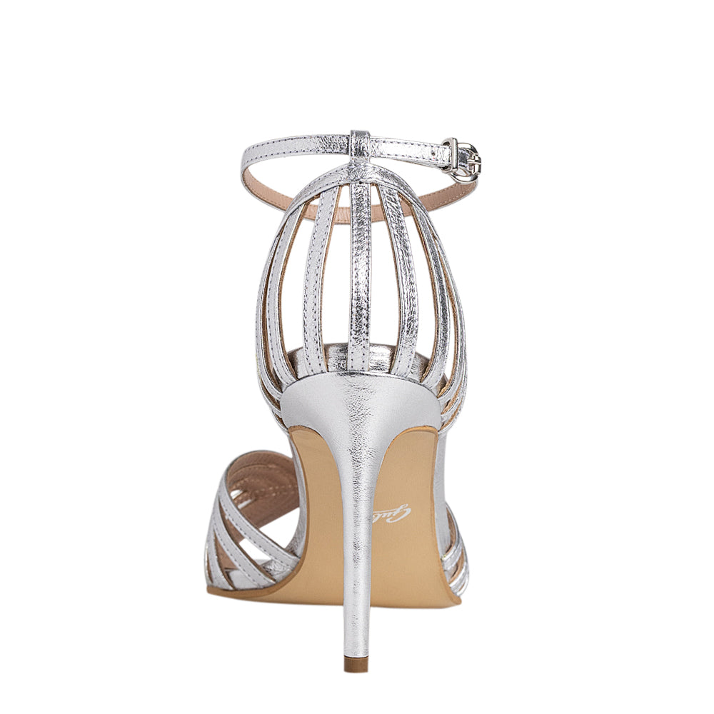 Sandale dama Guban model 1539 nappa kristal argintiu