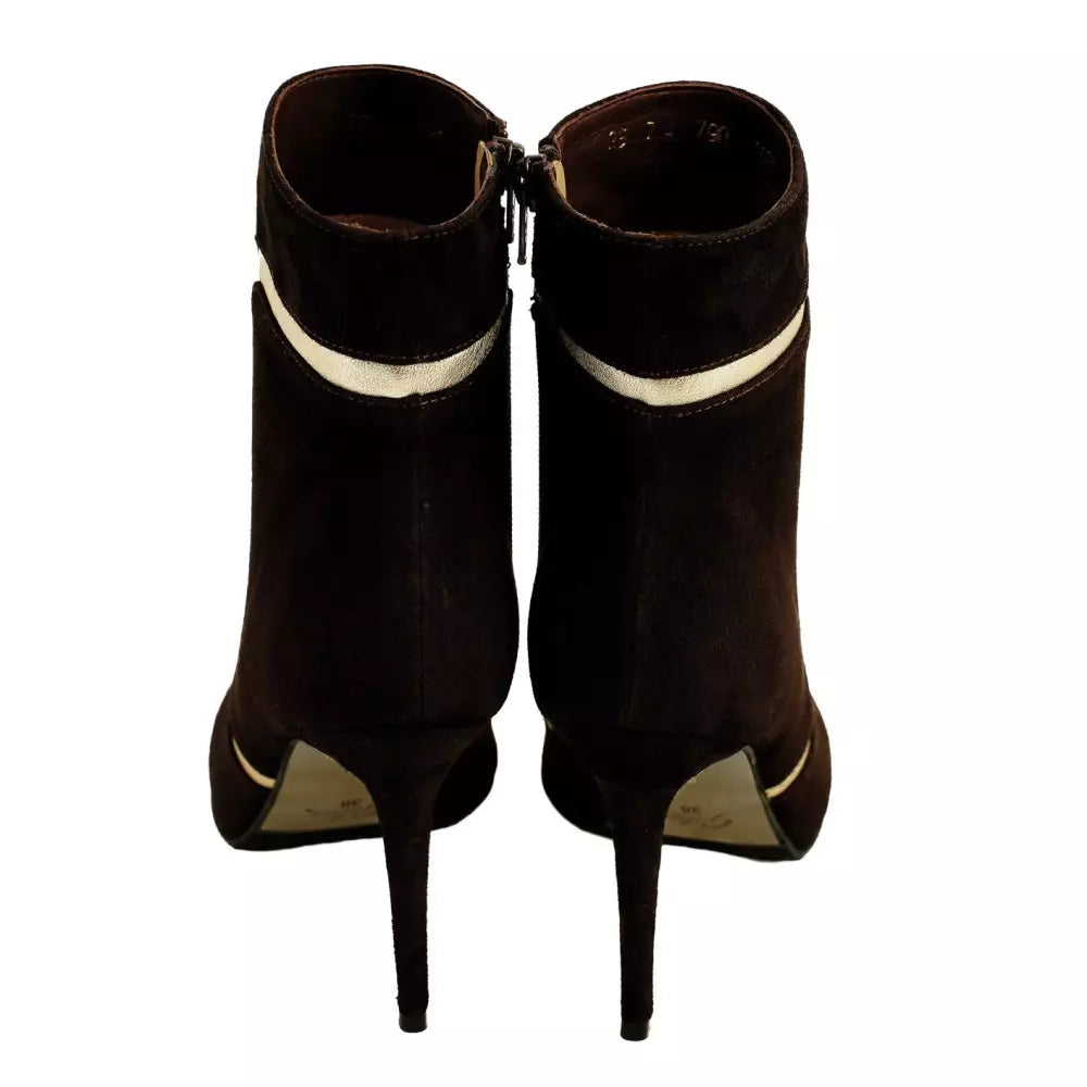 Botine dama Guban model 1086 velur maro/nappa auriu