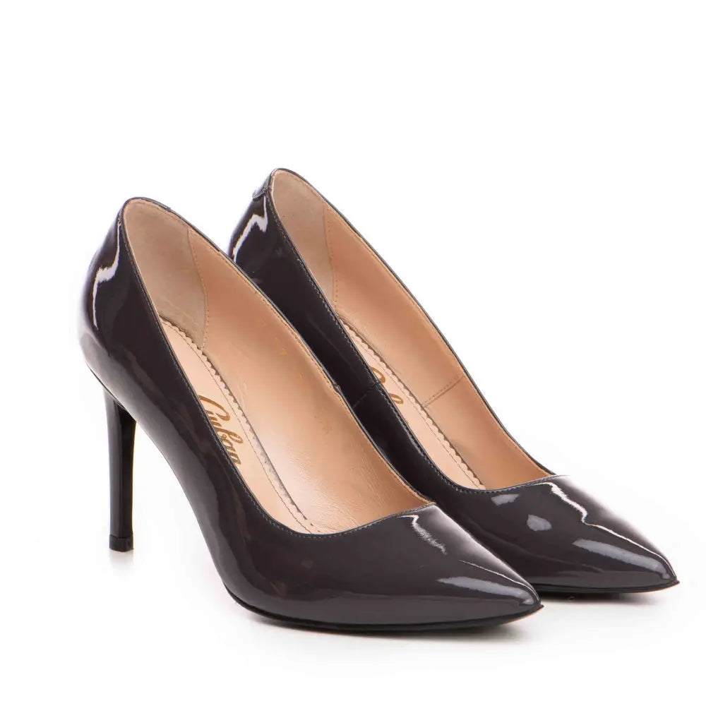 Pantofi dama Guban model 1206 piele lac gri