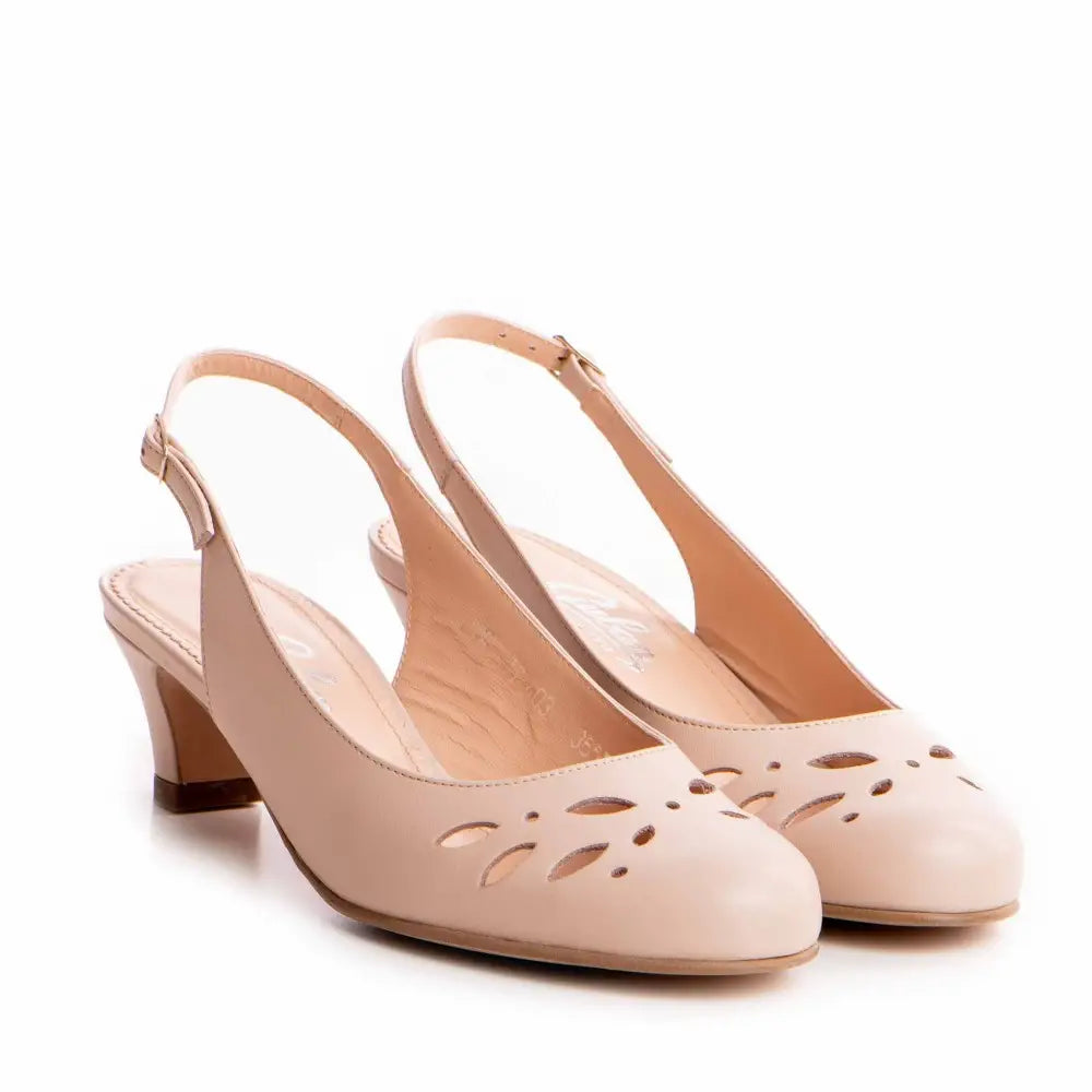 Pantofi decupati dama Guban model 3657 nappa roz-nude