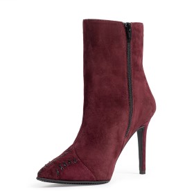 Botine dama Guban model 1525 velur bordo/ nappa bordo