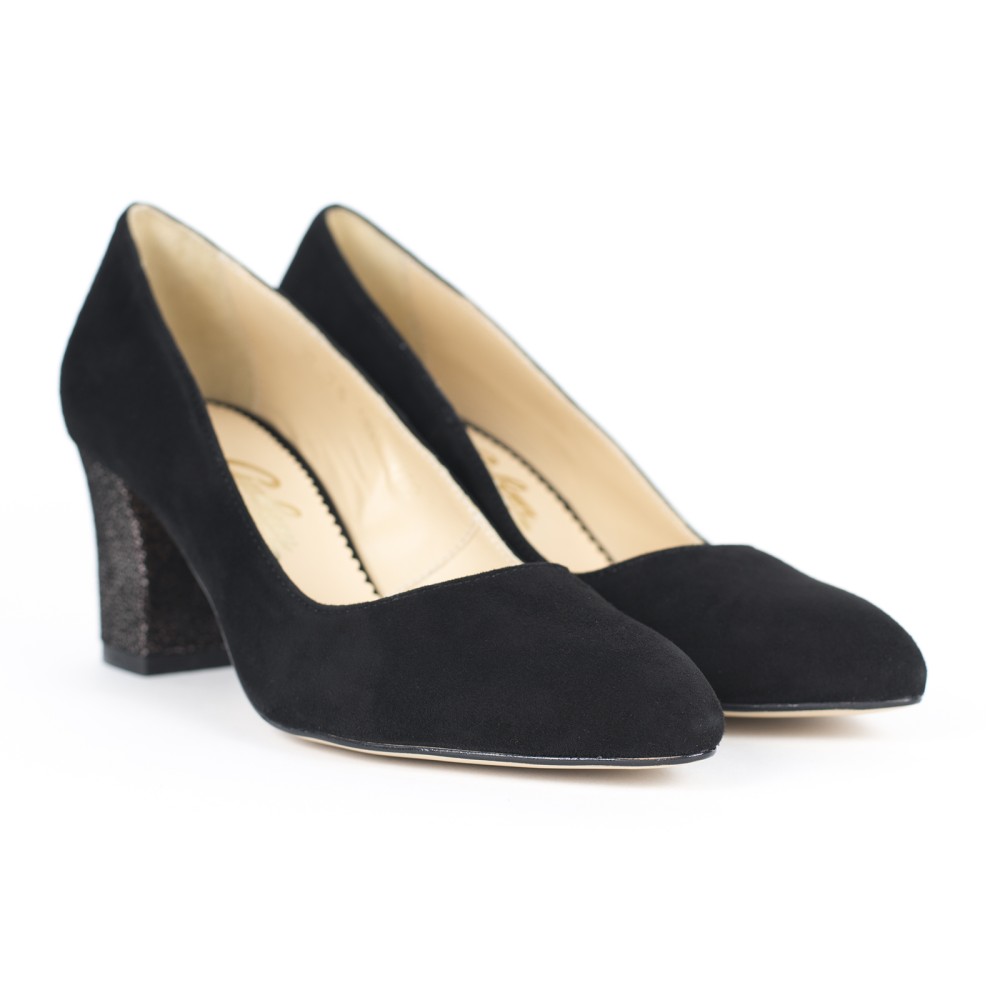 Pantofi dama Guban 3292 piele velur negru/glamour negru
